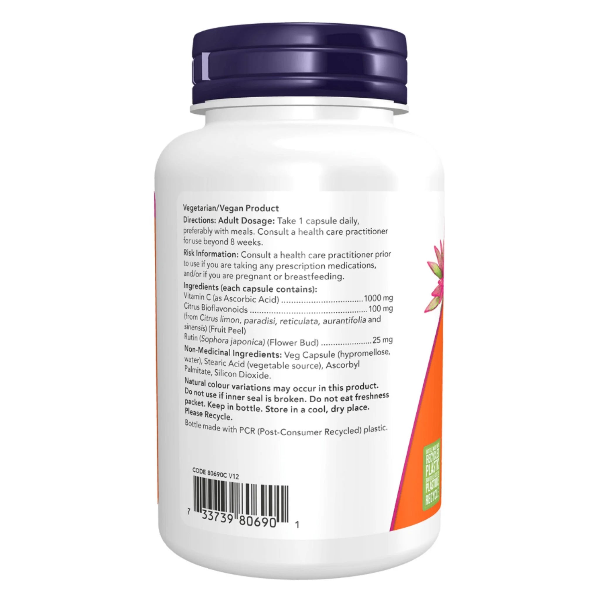 Now Vitamin C 1000 mg with Bioflavonoids 100 Capsules