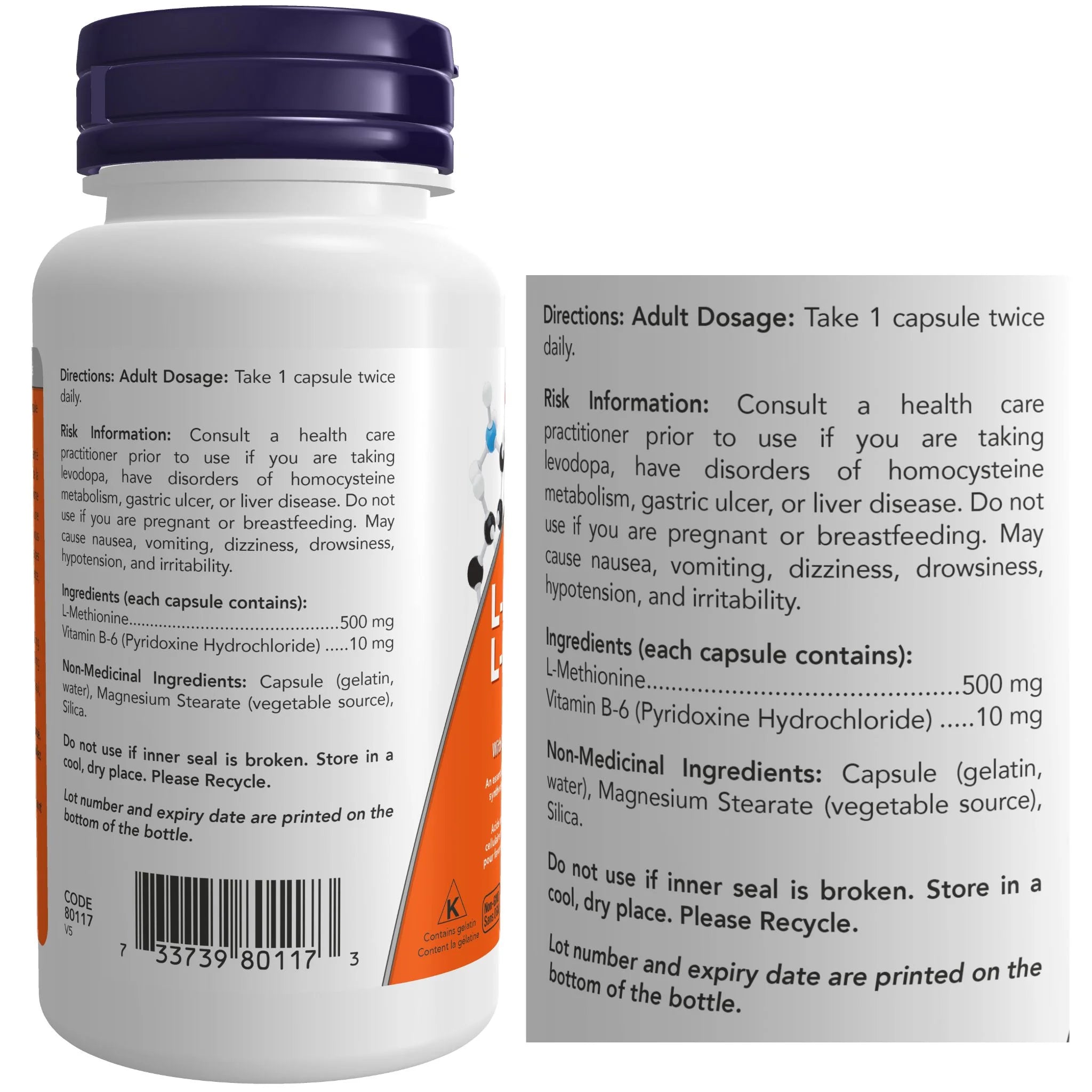 Now L-Methionine 500g 100 Capsules