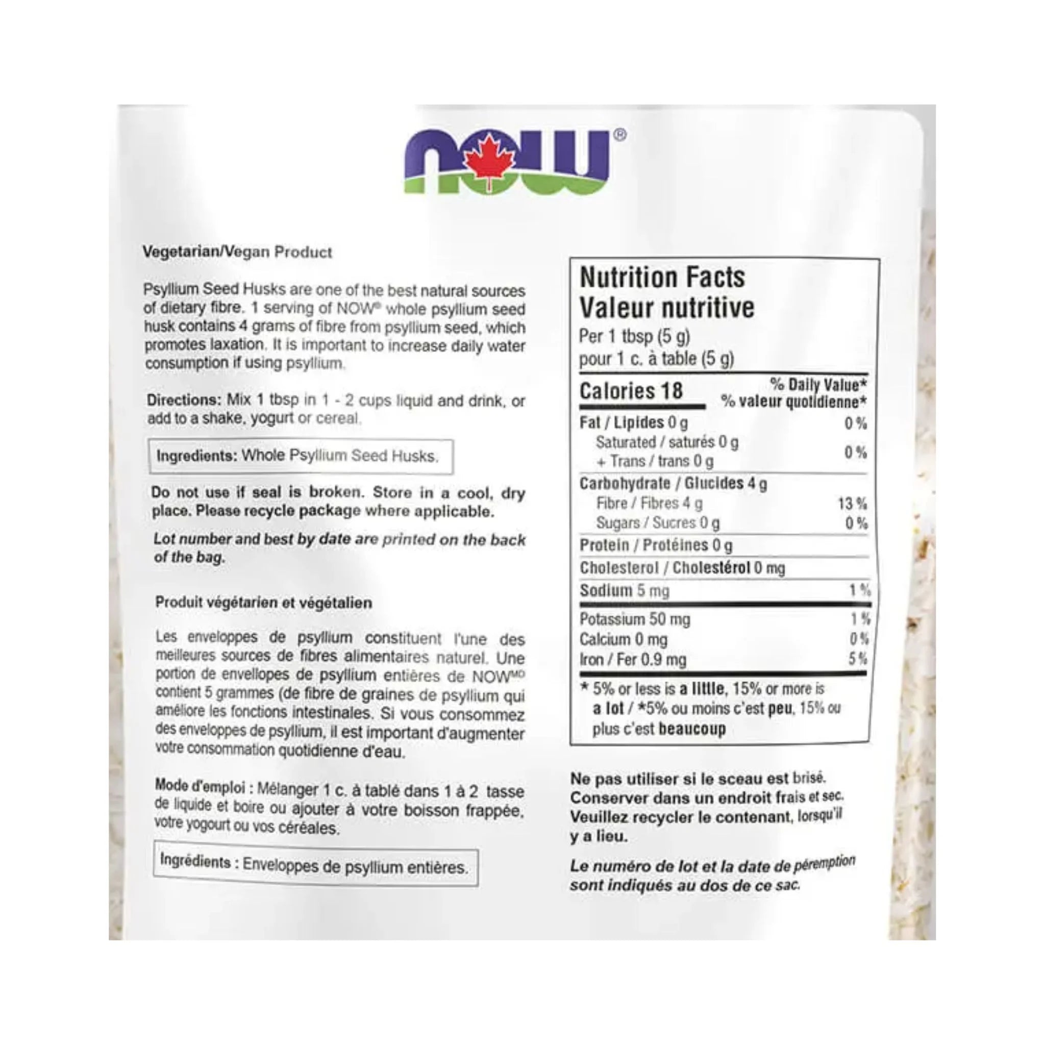 Now Whole Psyllium Husks (454 g)