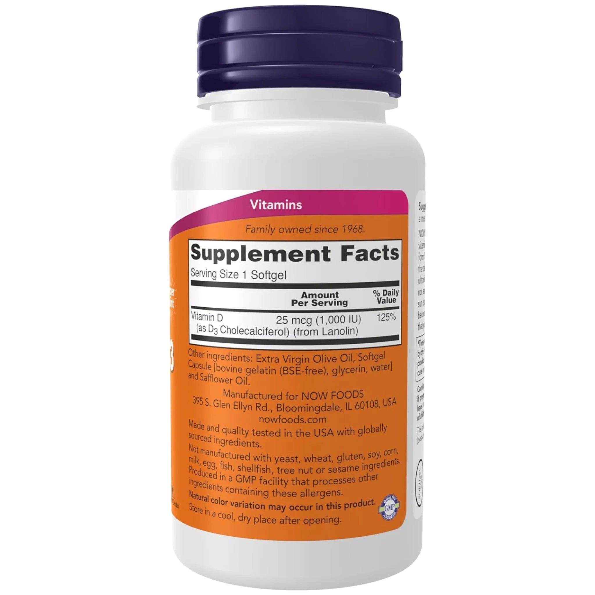 Now Vitamin D3 1000IU 360 Softgels