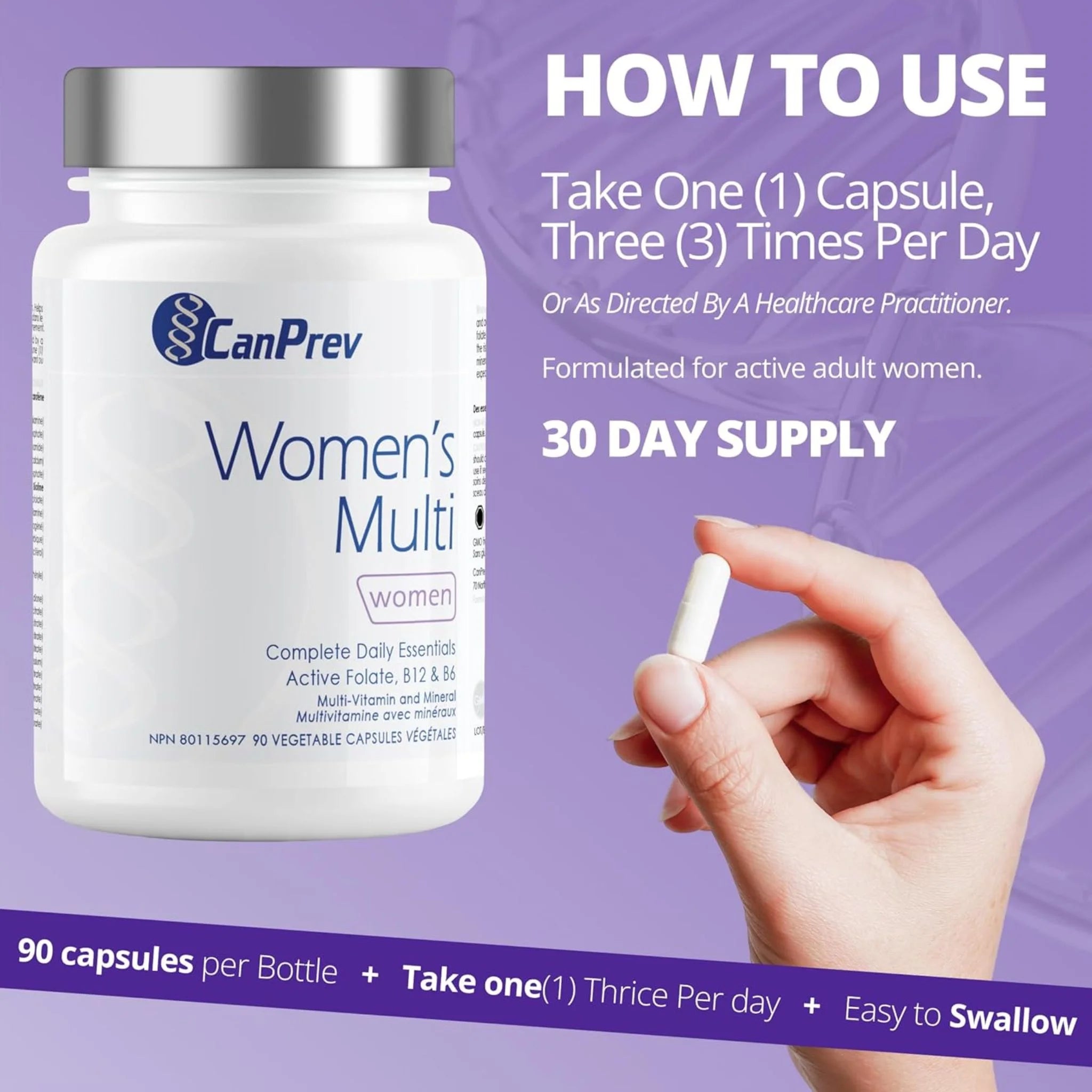 Canprev Women's Multi 90 Vegan Capsules - Nature's Source Inc