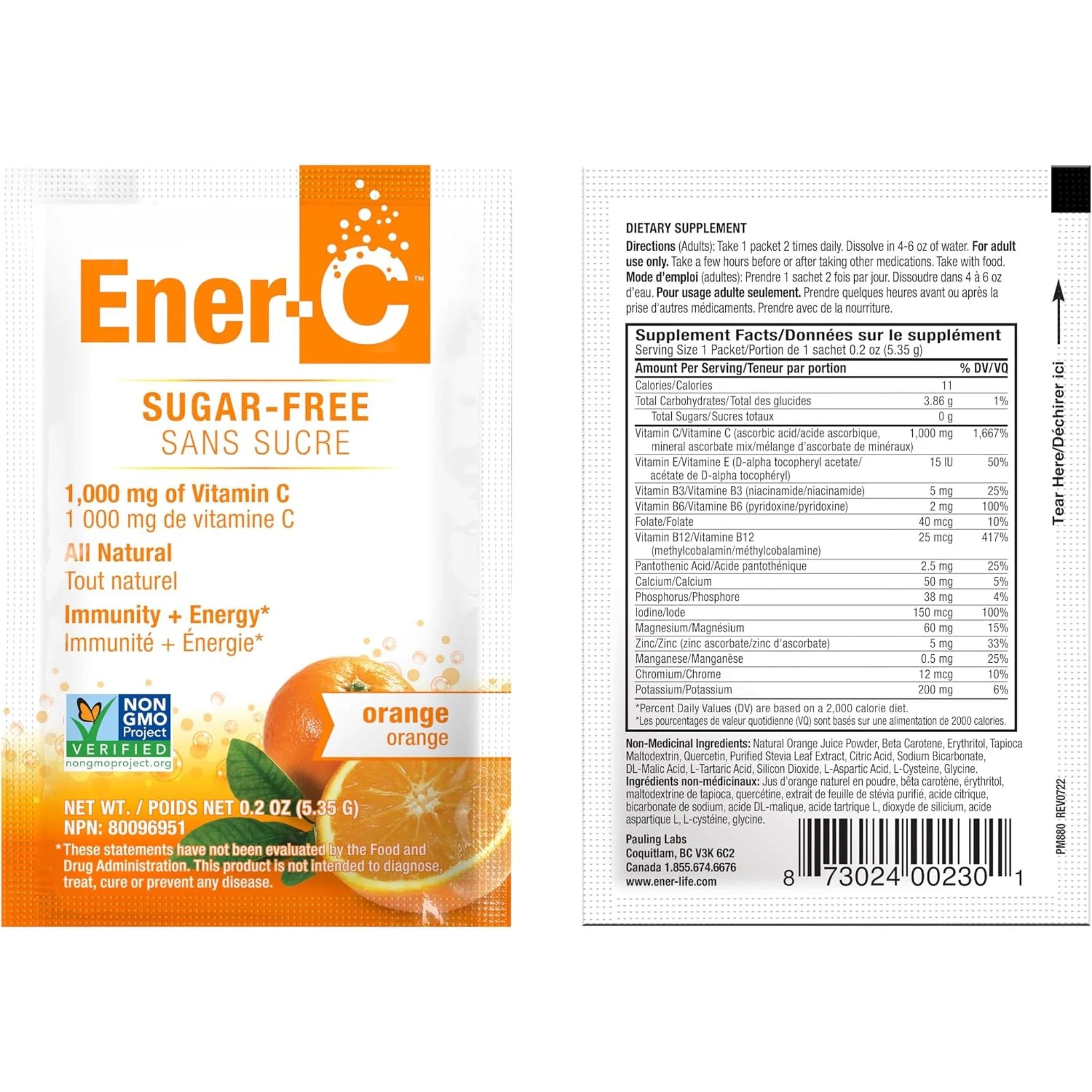 Ener-C Sugar Free Orange 30pks
