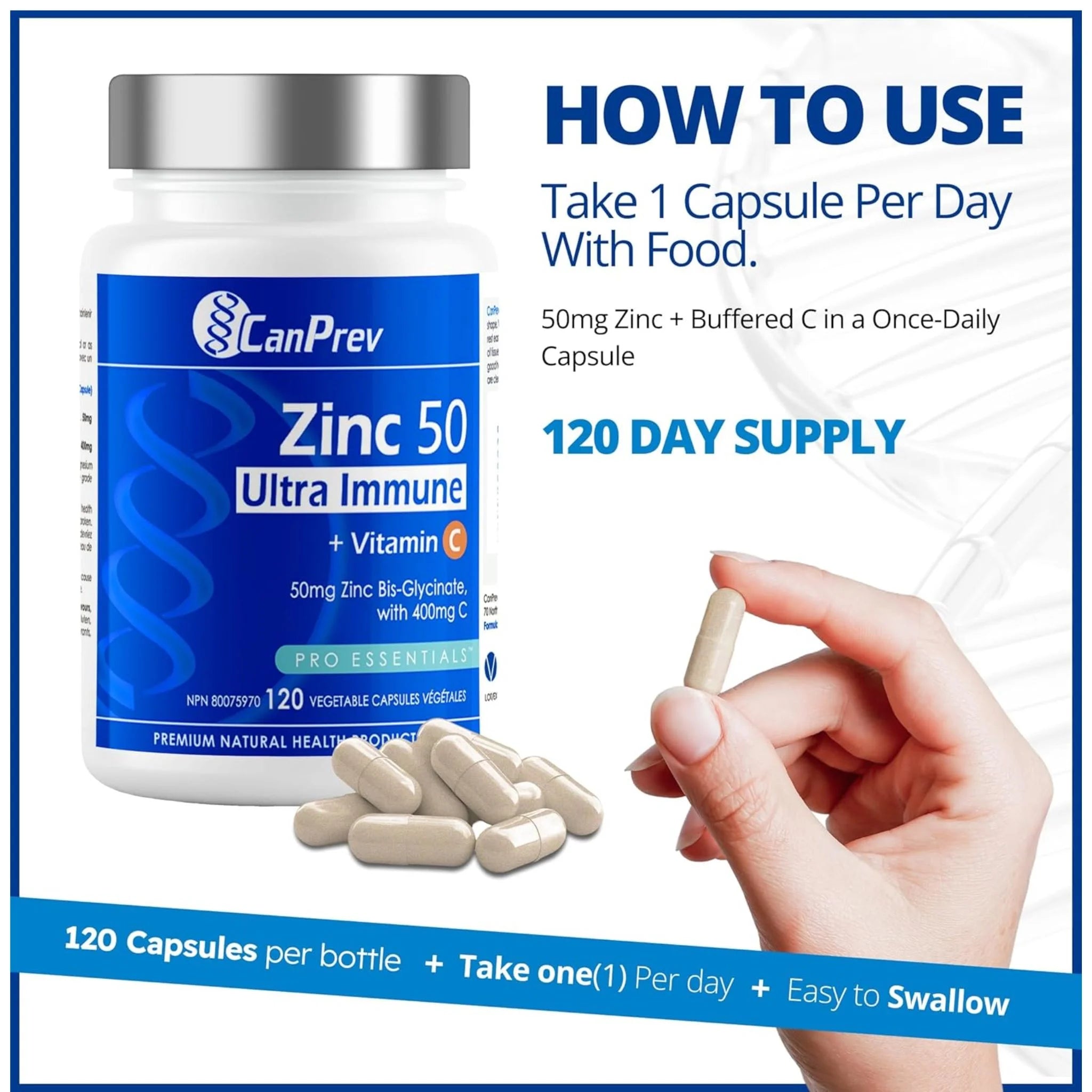 CanPrev Zinc Immune + Vit C 120ct