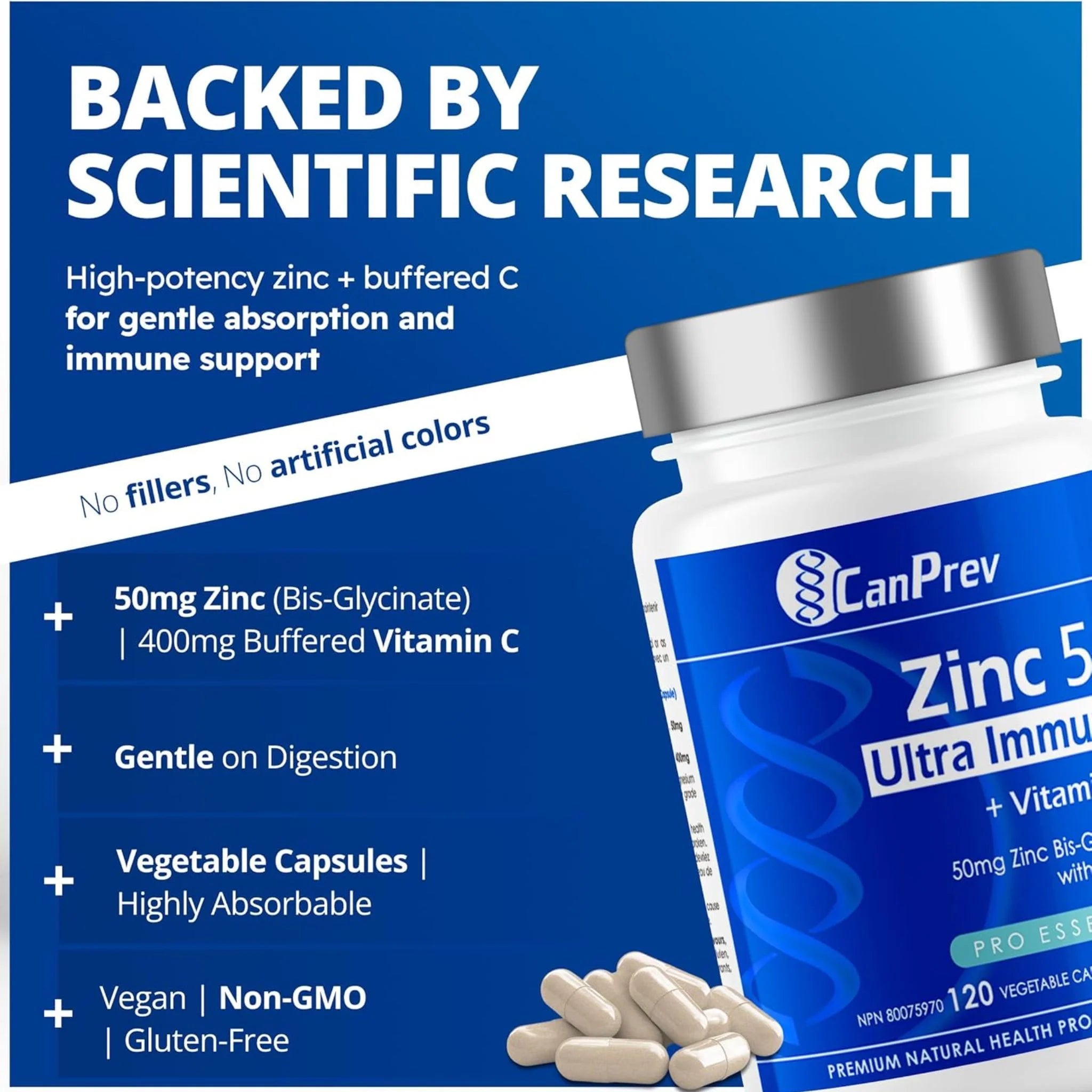 CanPrev Zinc Immune + Vit C 120ct