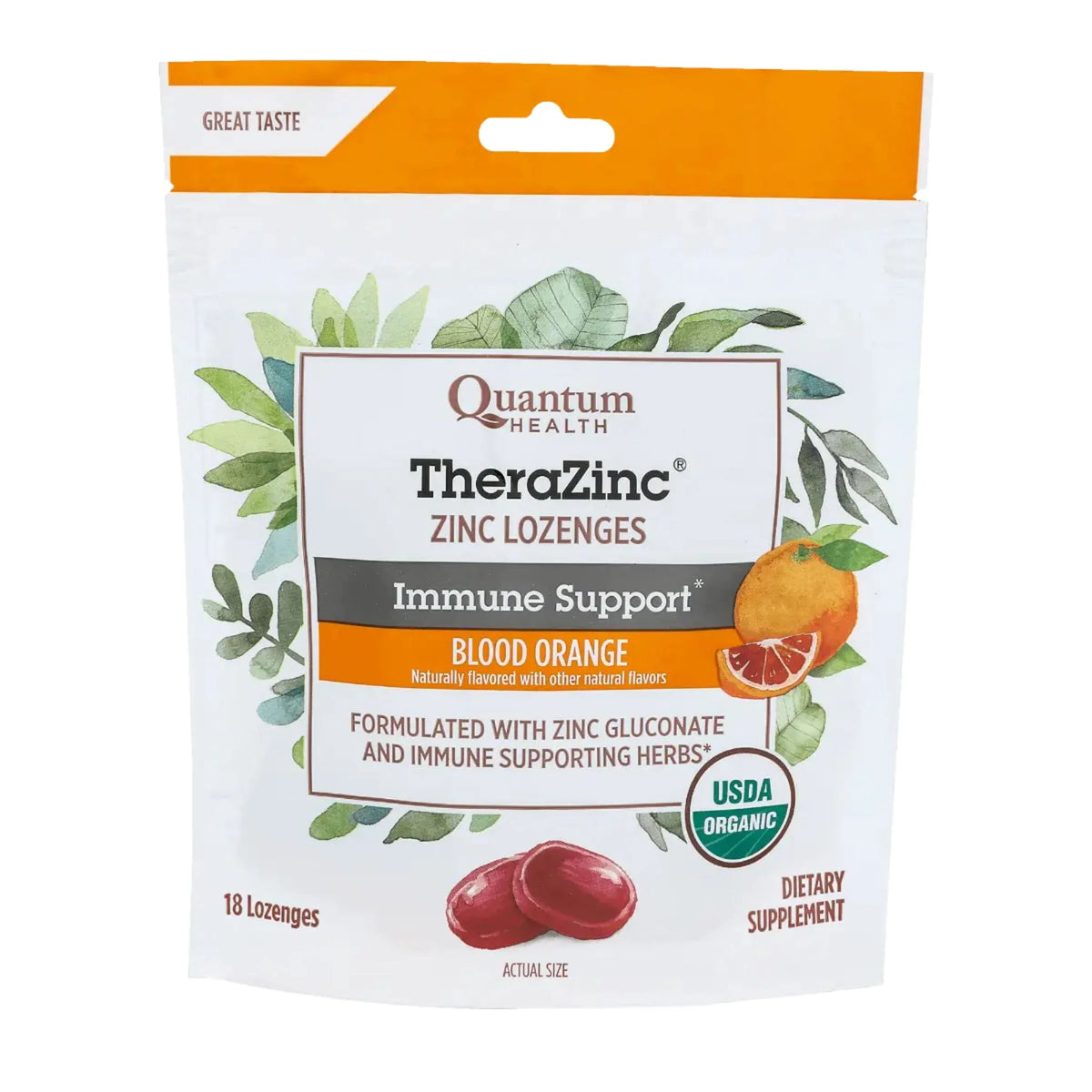 Quantum Health TheraZinc Immune Support, Blood Orange Flavour 18 Lozenges