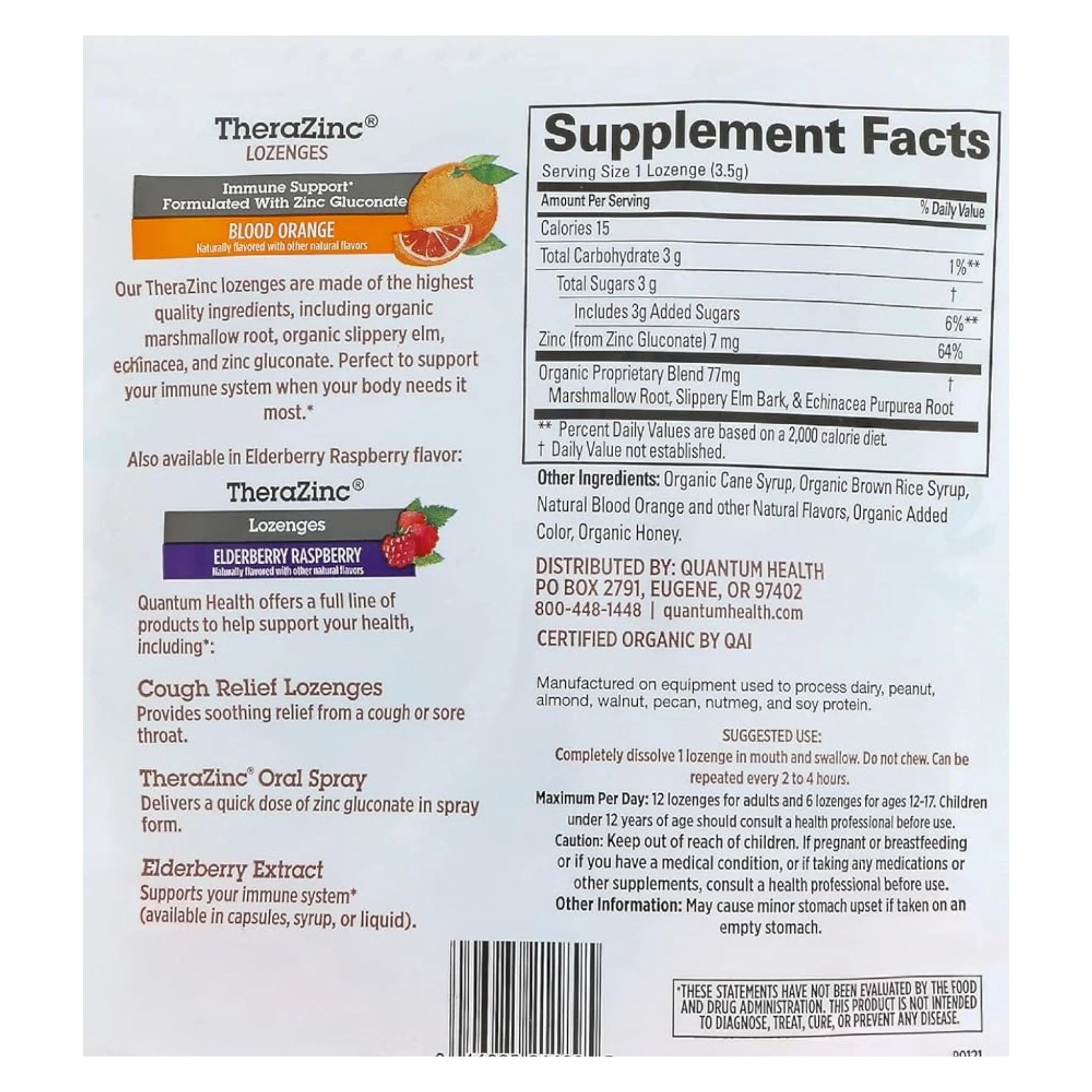 Quantum Health TheraZinc Immune Support, Blood Orange Flavour 18 Lozenges