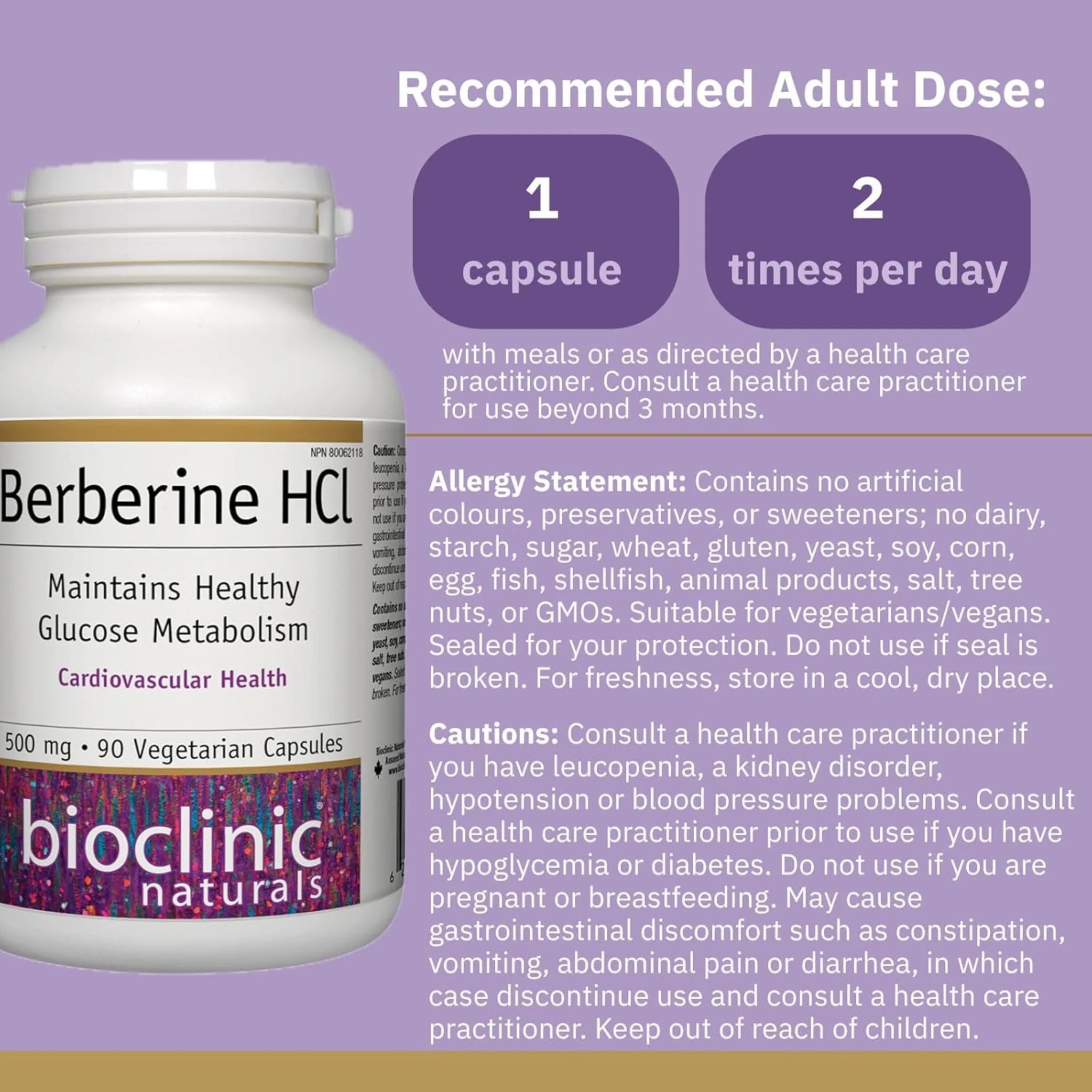 Bioclinic Naturals Berberine HCL 90 Vegetarian Capsules - Nature's Source Inc