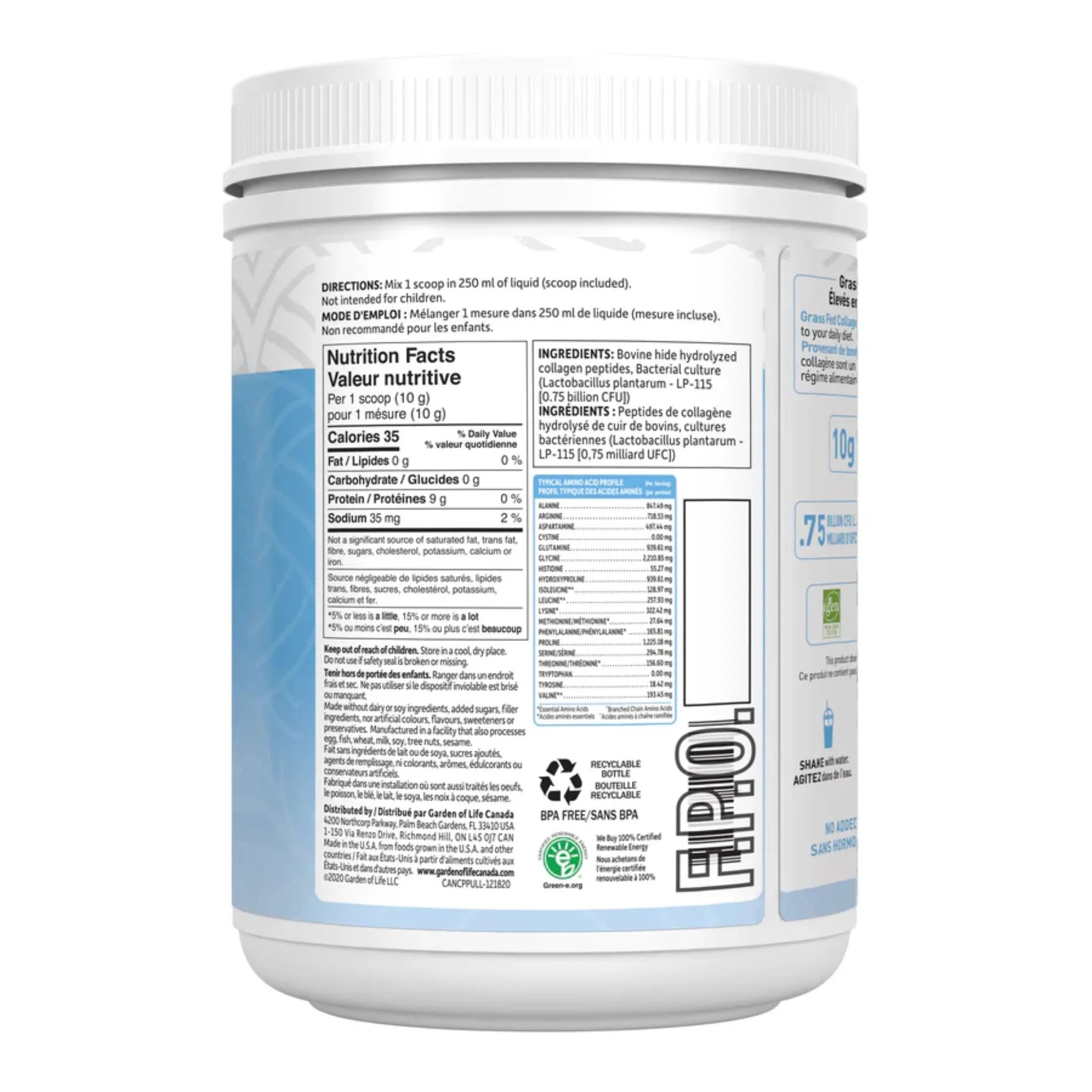 Garden of Life Grass Fed Collagen Peptides Powder 560g