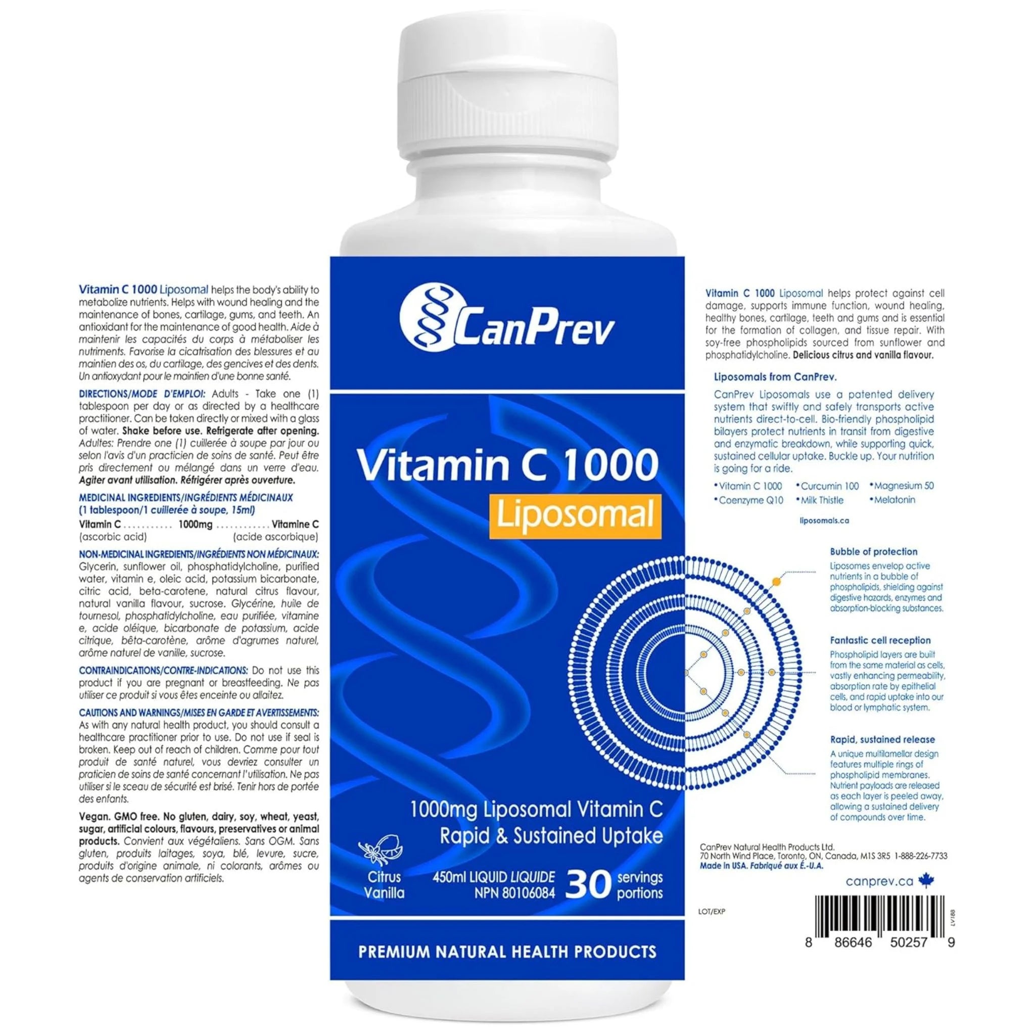 CanPrev Liposomal Vitamin C 1000mg 450ml - Nature's Source Inc