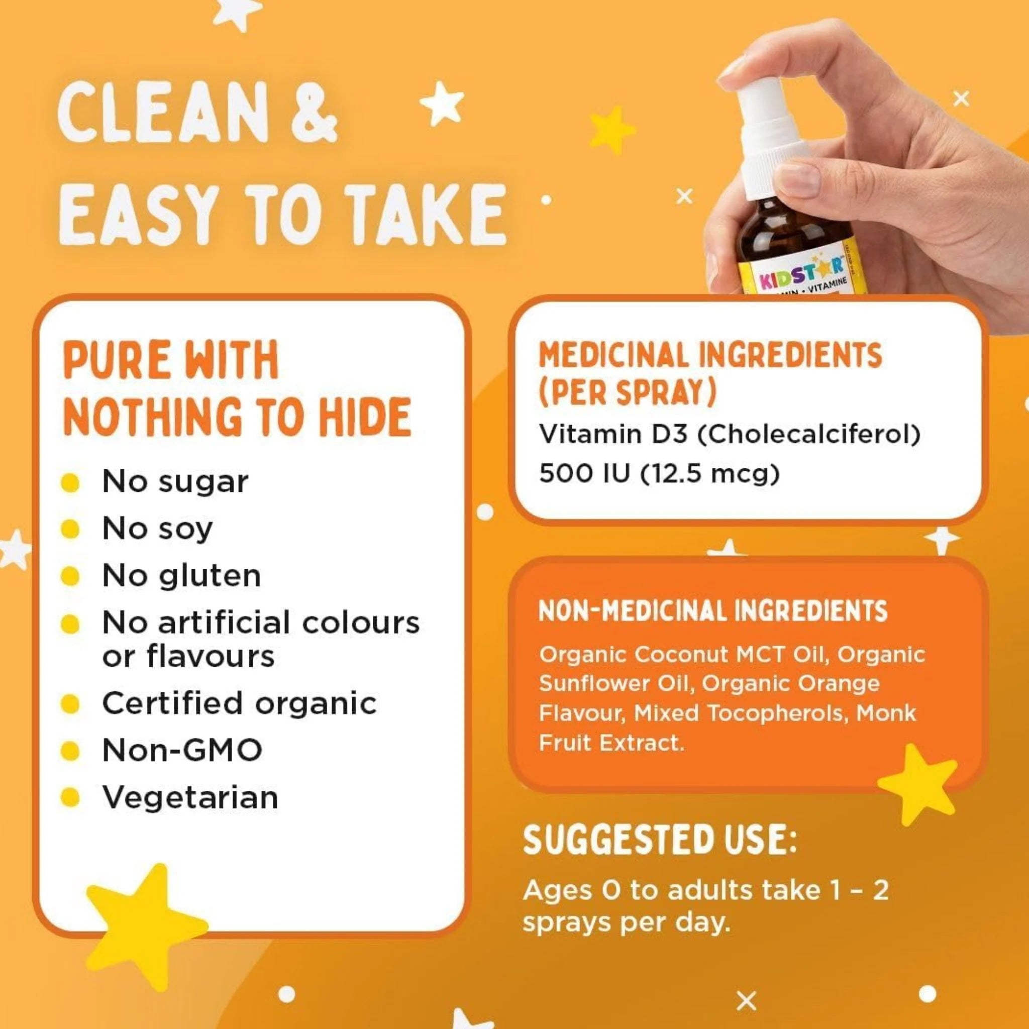 KidStar Vitamin D3 Spray Orange 52ml