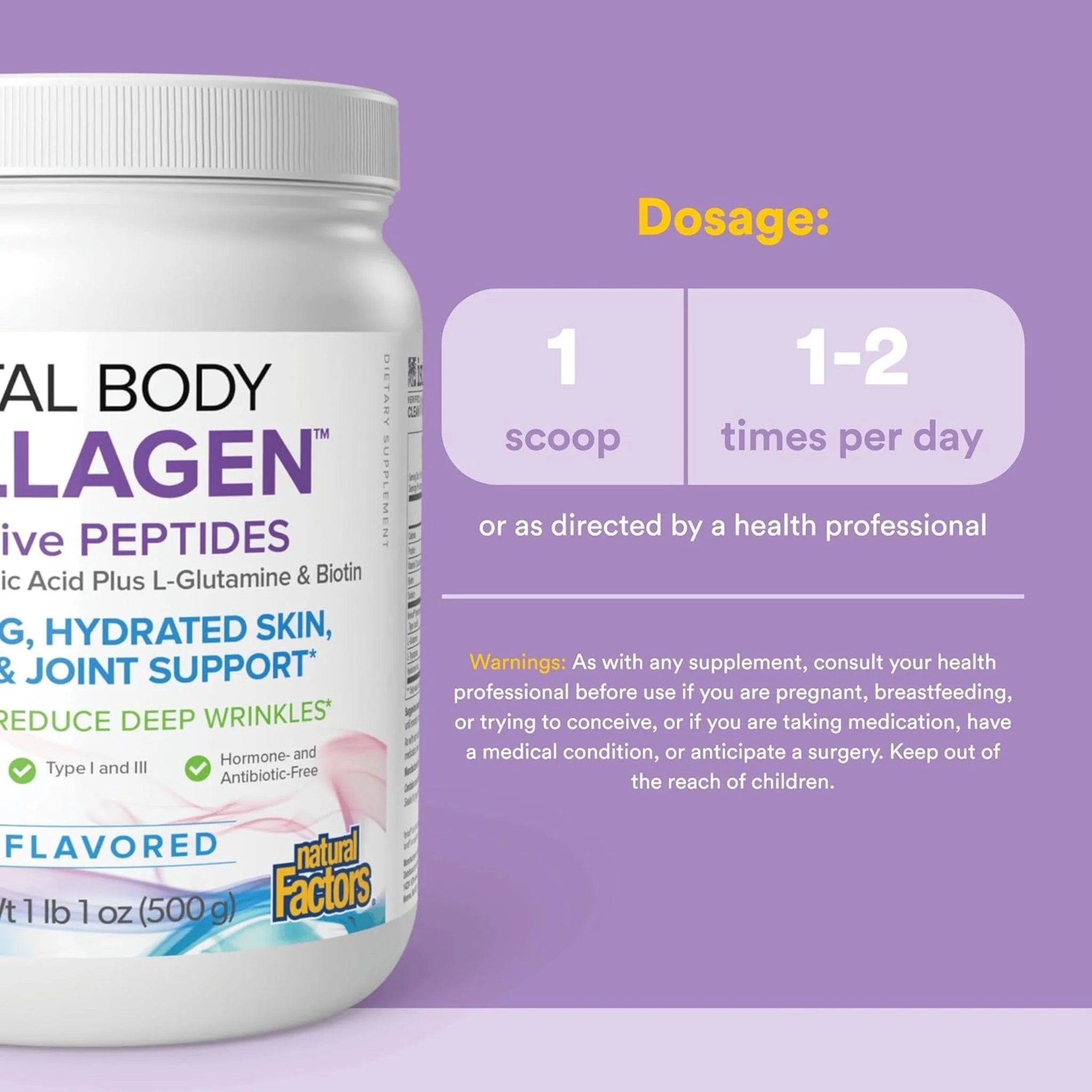 Total Body Collagen Unflavoured 500g - Nature's Source Inc