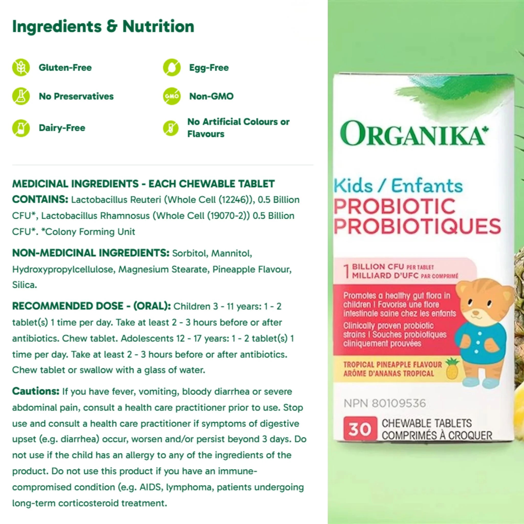 Organika Kids Probiotic 1 Billion CFU 30 Chewable Tablets