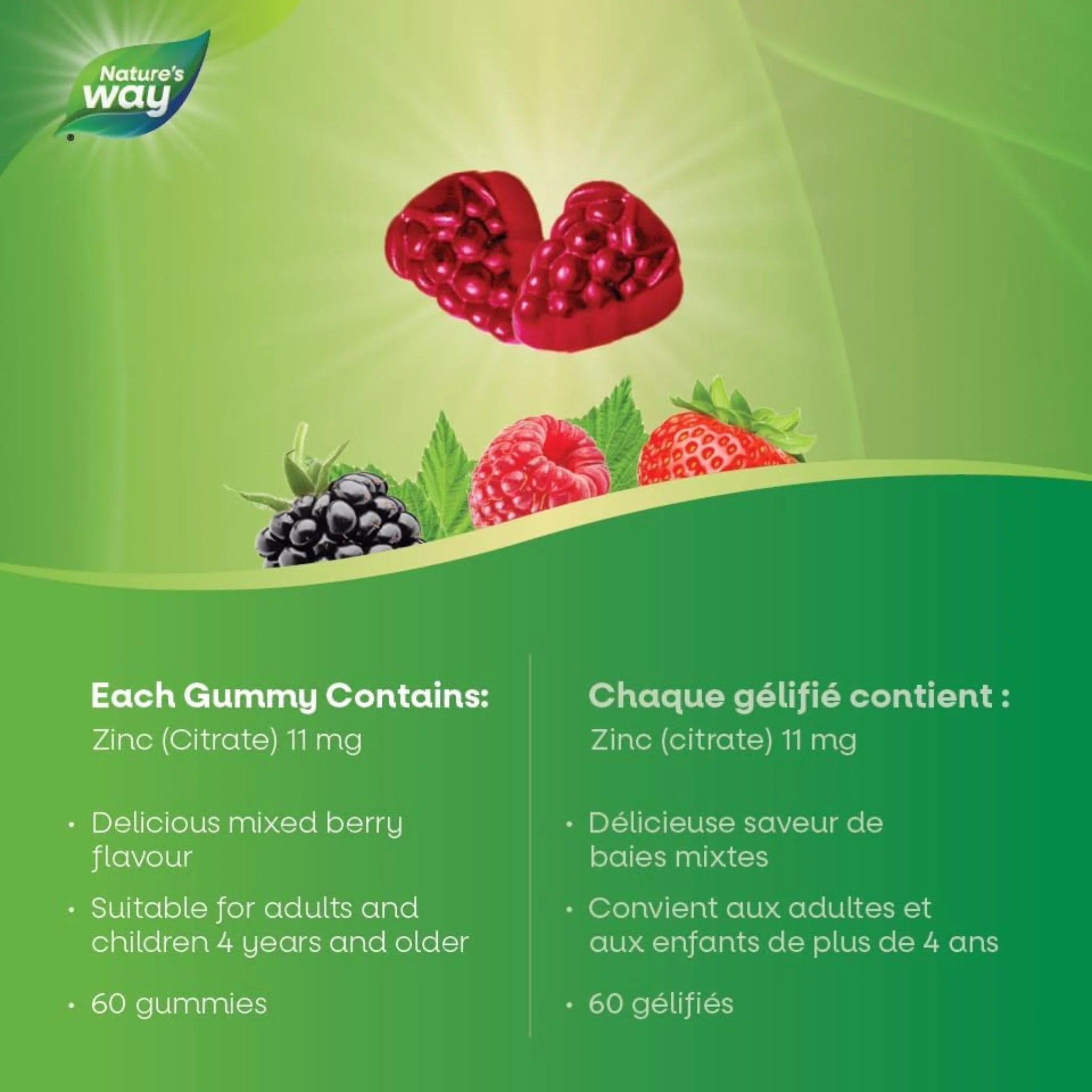 Nature's Way Zinc Mixed Berry 60 Gummies
