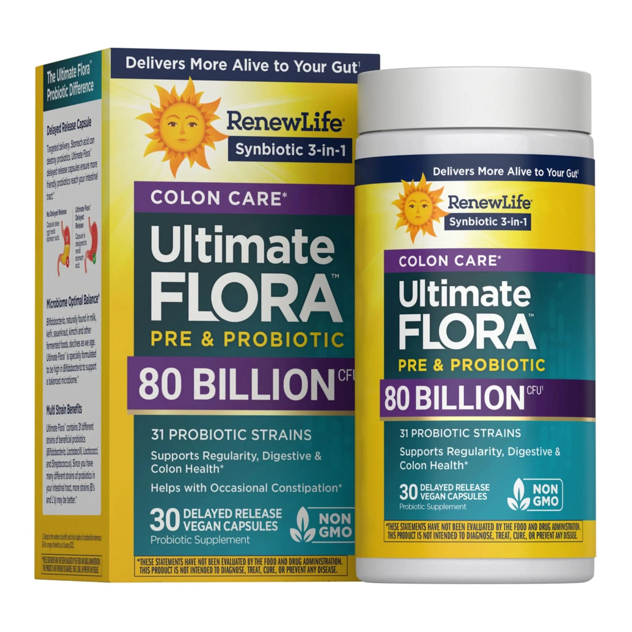 Renew Life Ultimate Flora Colon Care 80 Billion 30 Veg - Caps - Nature's Source Inc