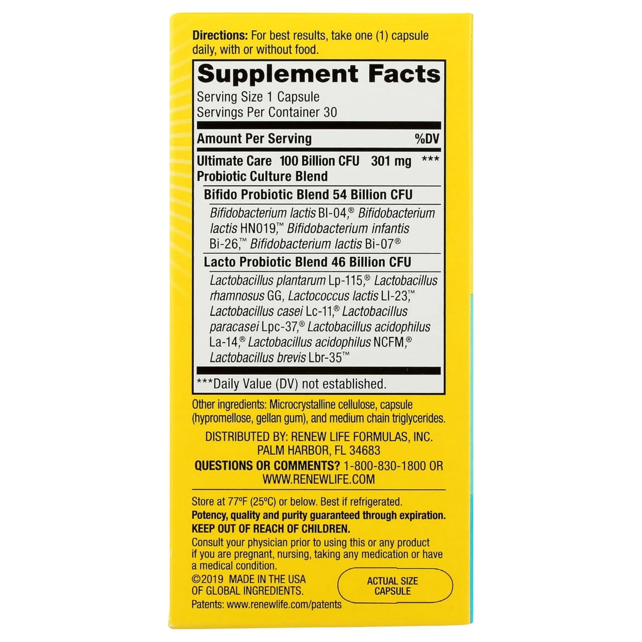 Renew Life Ultimate Flora Ultimate Care 100 Billion 30 Veg - Caps - Nature's Source Inc