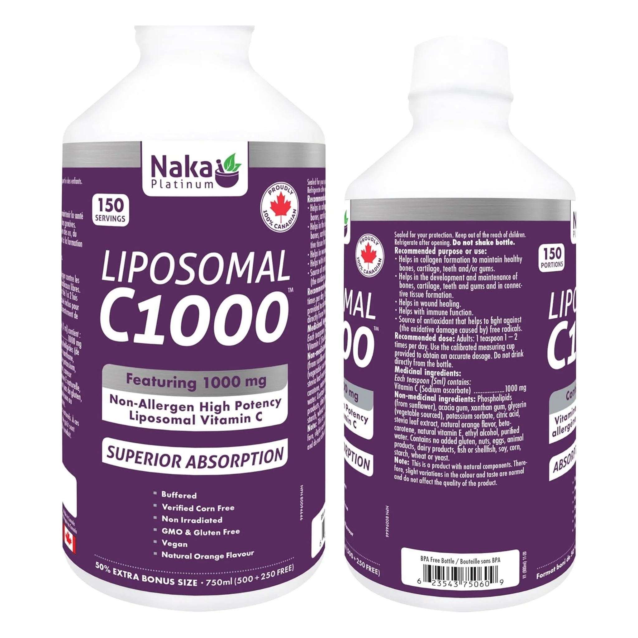 Naka Platinum Liposomal C1000 750ml - Nature's Source Inc