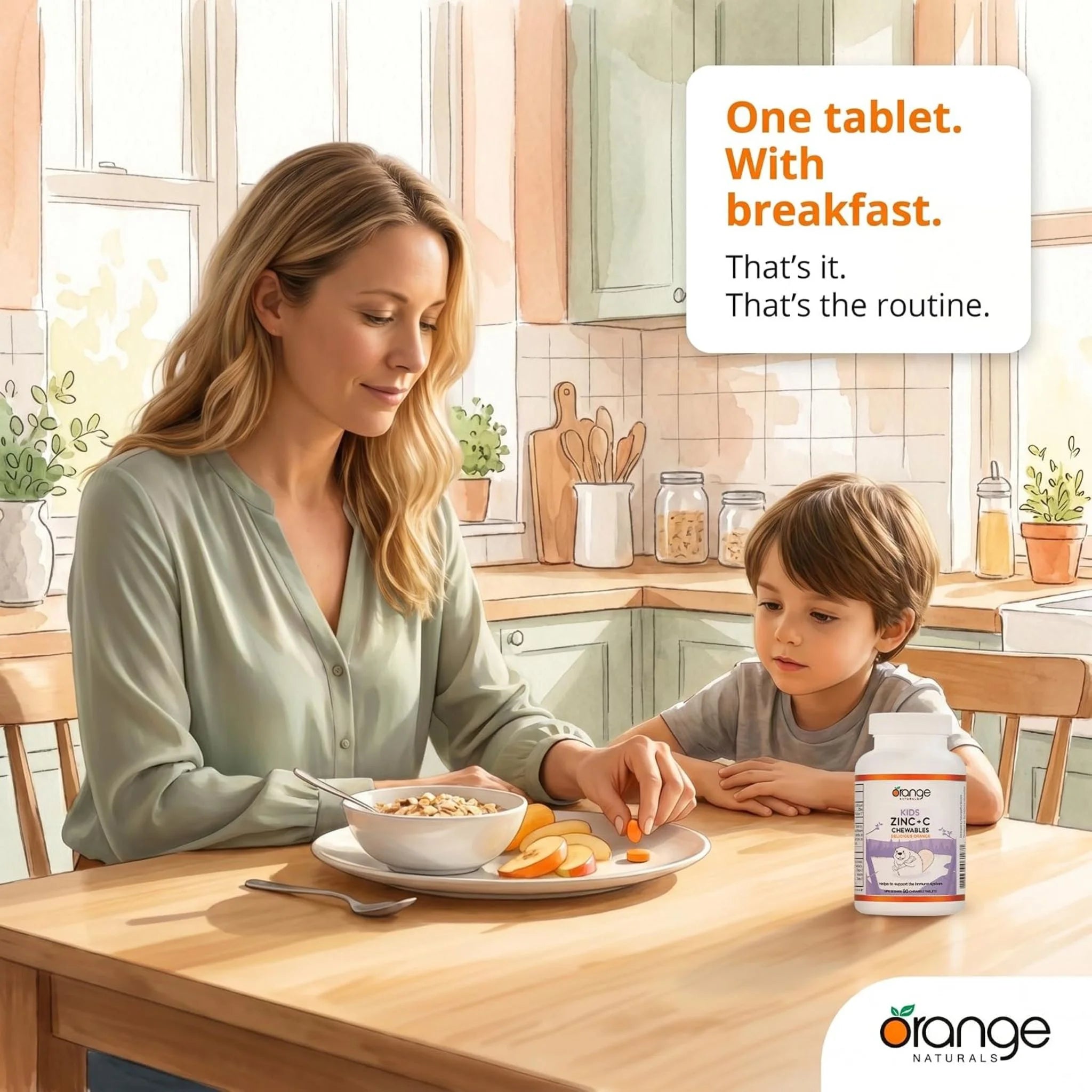 Orange Naturals Kids Zinc + C Chewables 90t