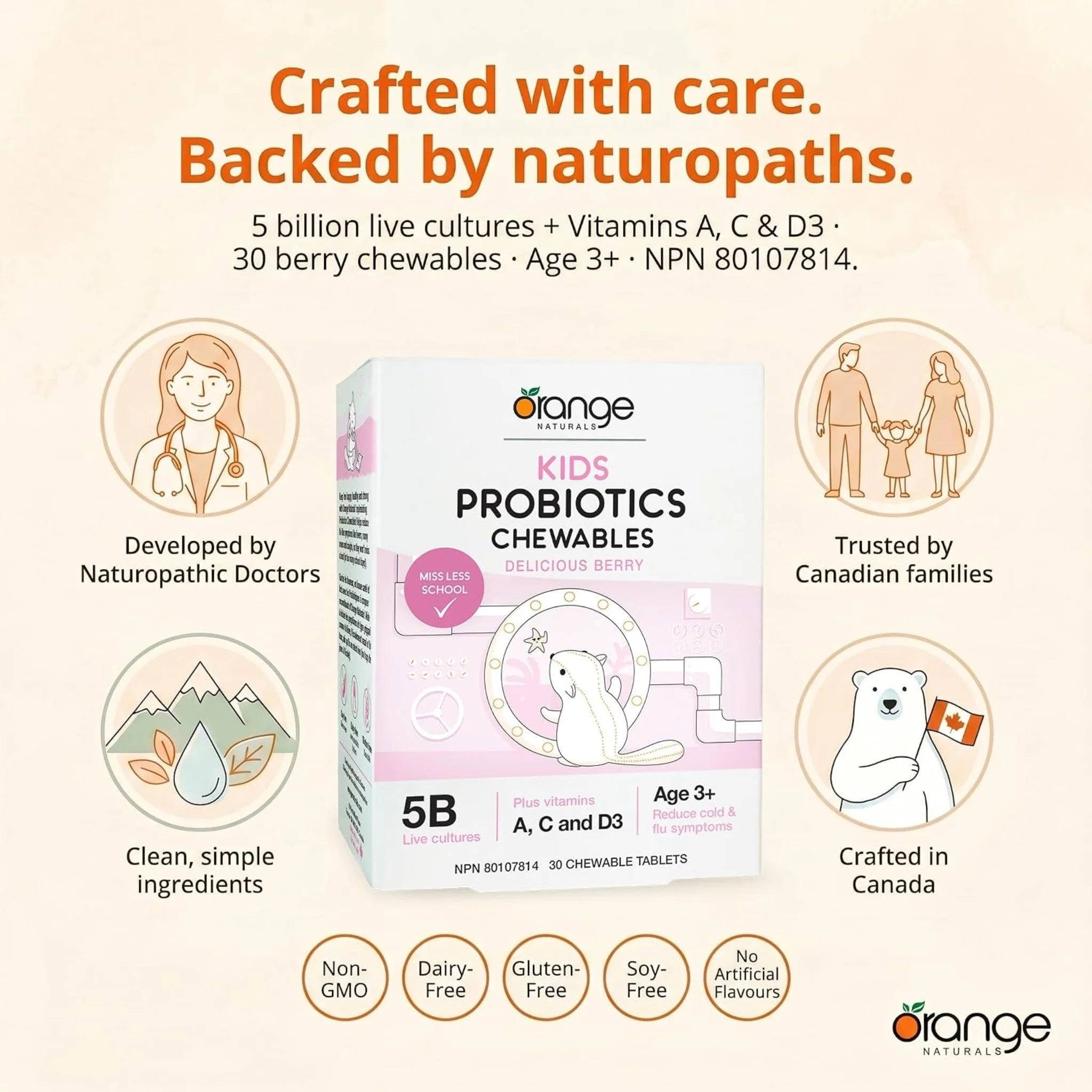 Orange Naturals Kids Probiotics Chewables 30 Tablets