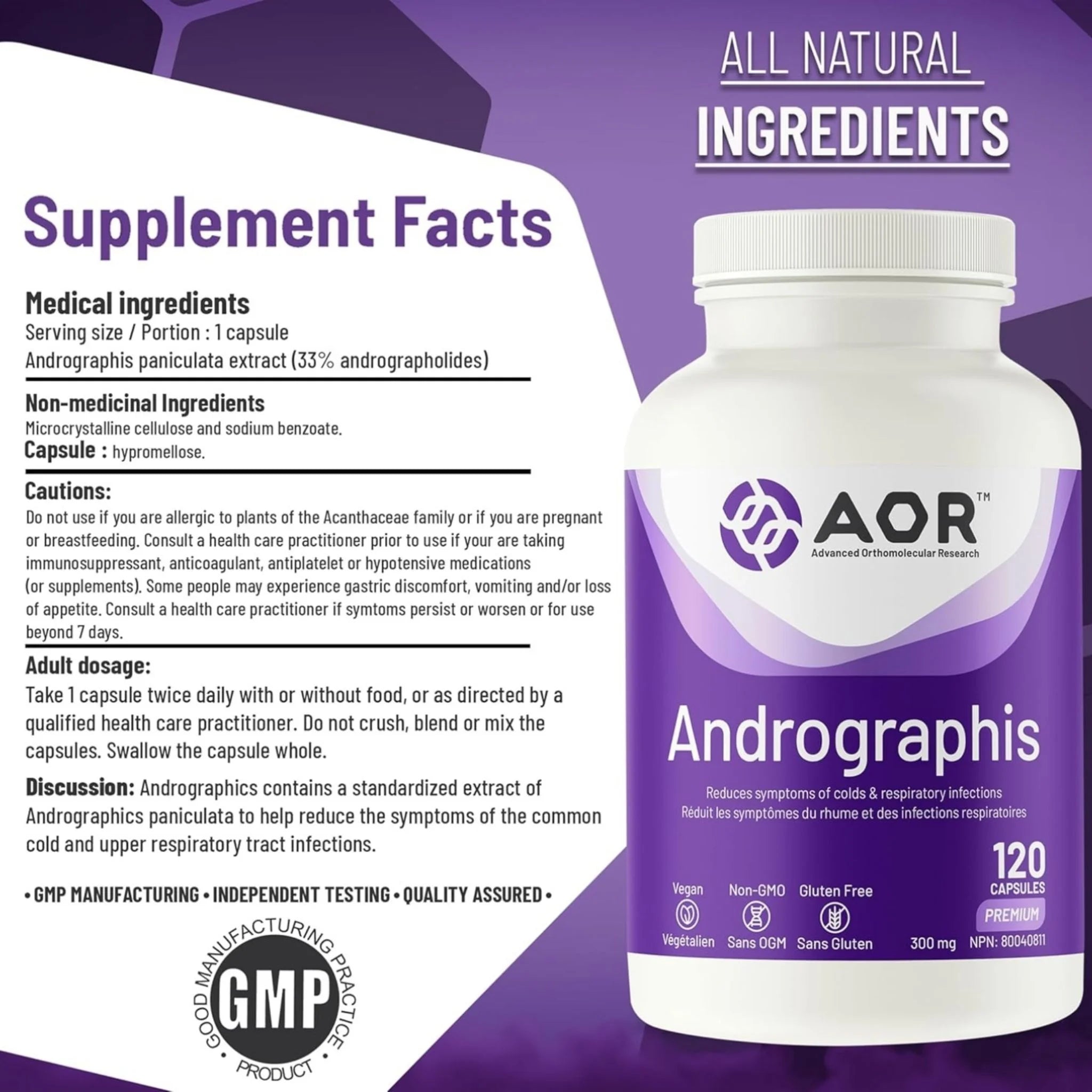 AOR Andrographis 300mg, 120 Capsules
