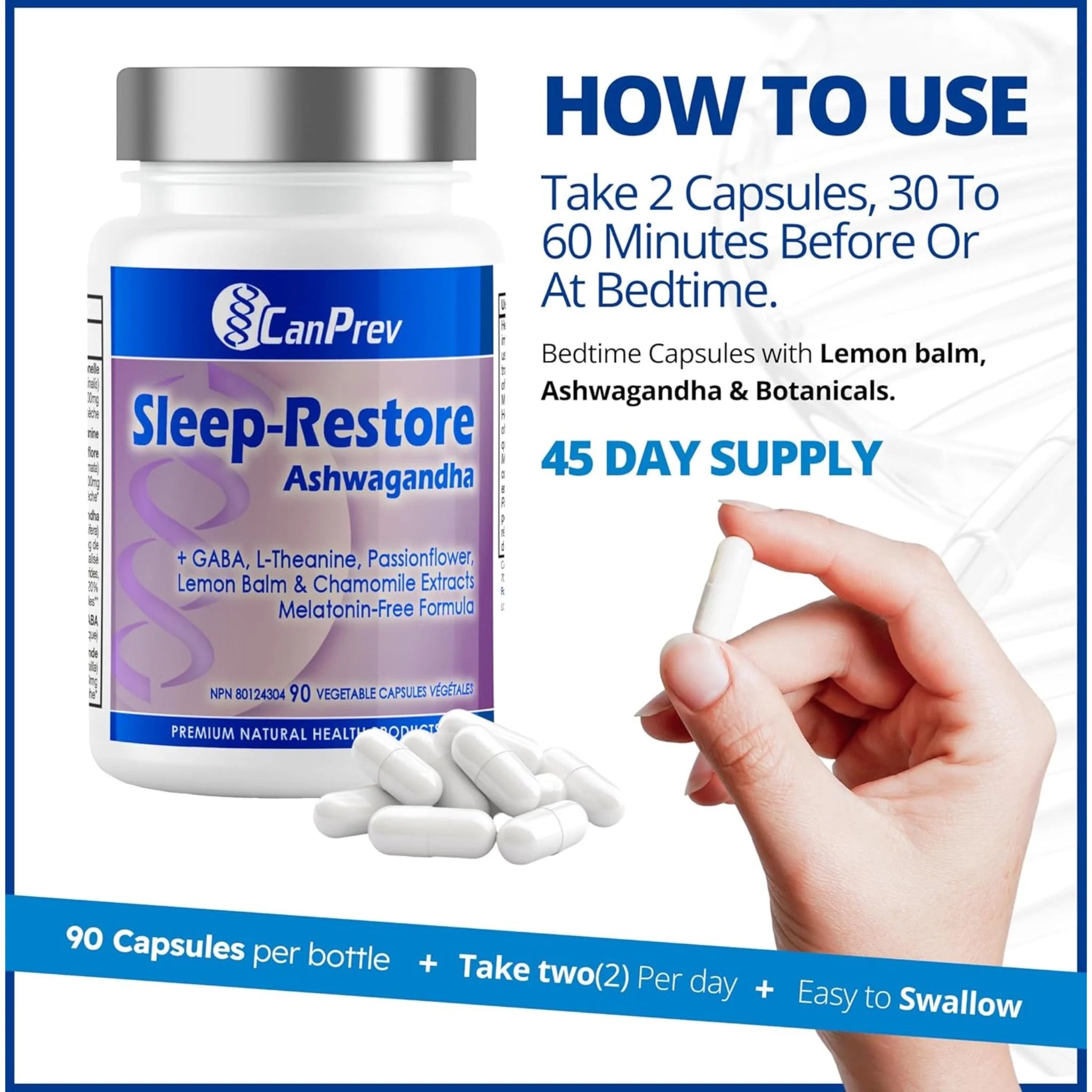 CanPrev Sleep Restore Ashwagandha 90 Vegan Capsules