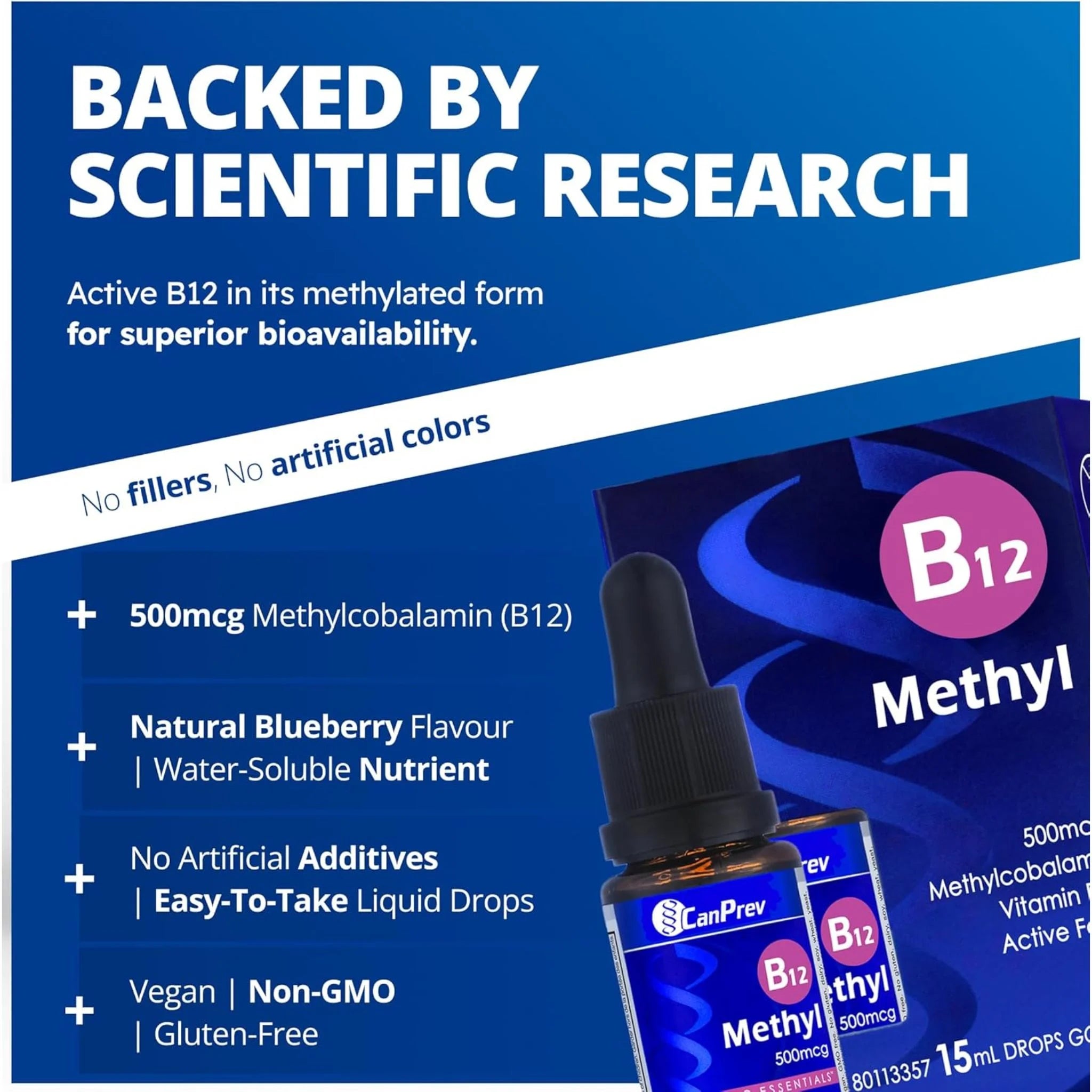 CanPrev B12 Methyl Drops 500mcg, 15ml