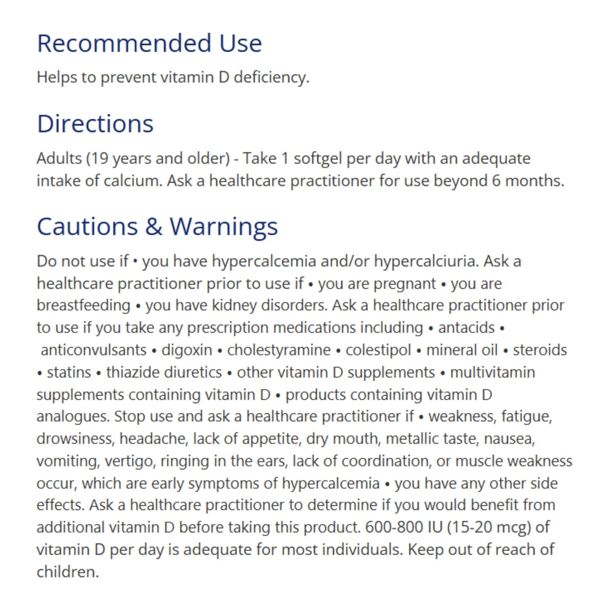 CanPrev Vitamin D3 2500 IU 240 Softgels - Nature's Source Inc