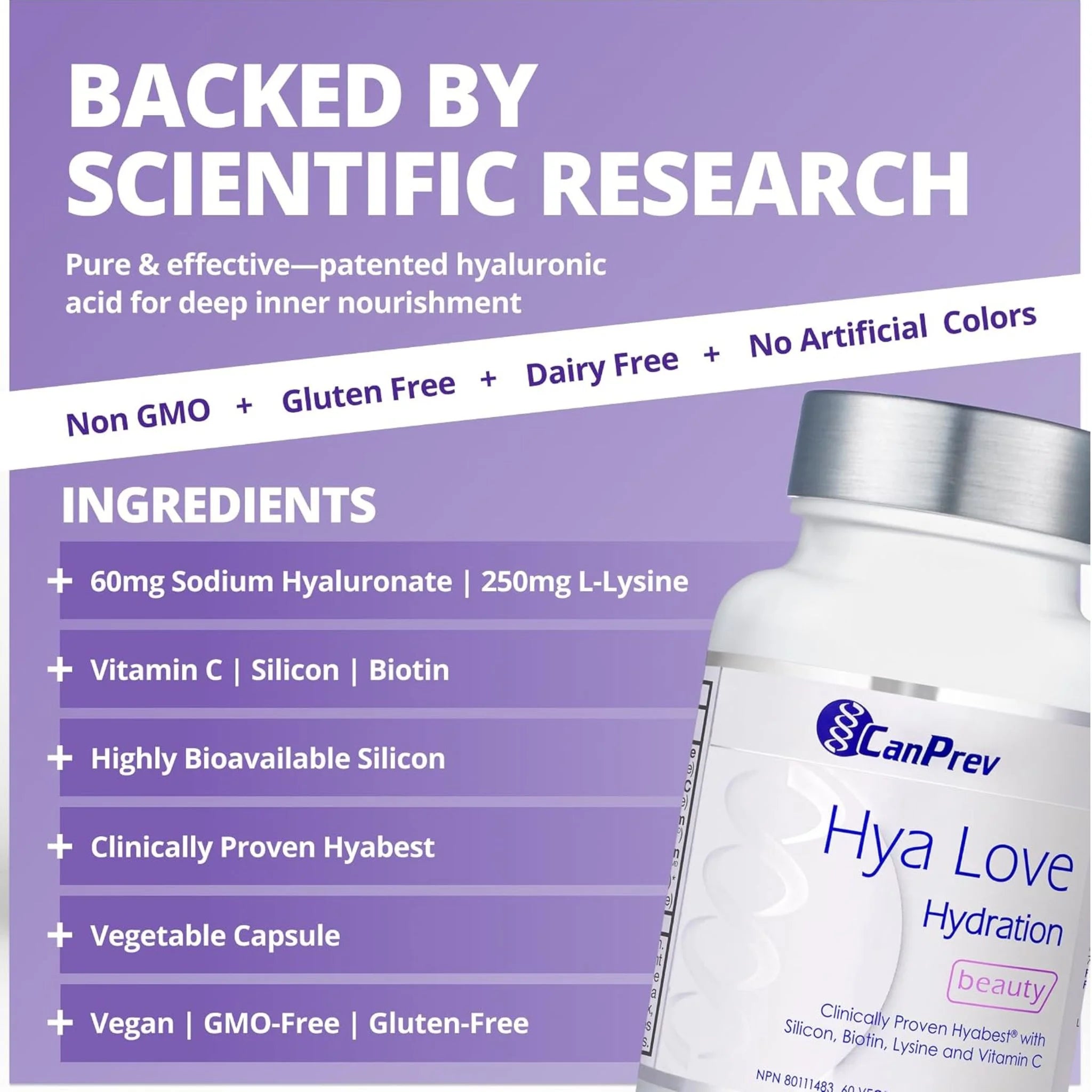CanPrev Hya Love 60 Vegan Capsules