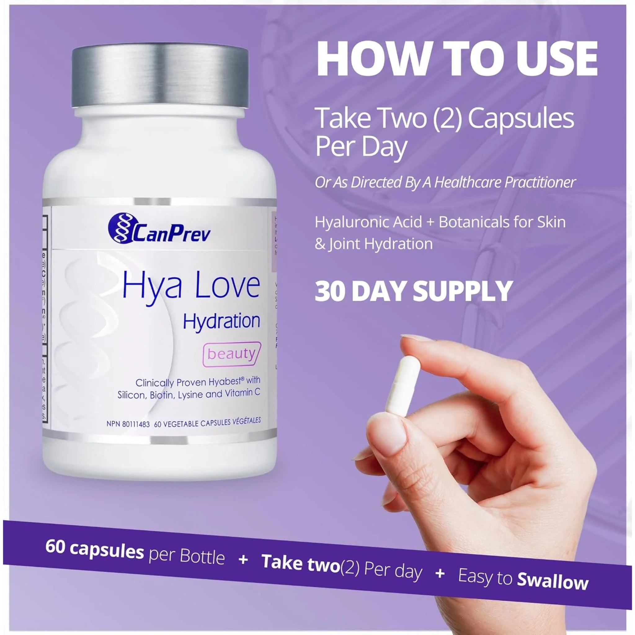 CanPrev Hya Love 60 Vegan Capsules