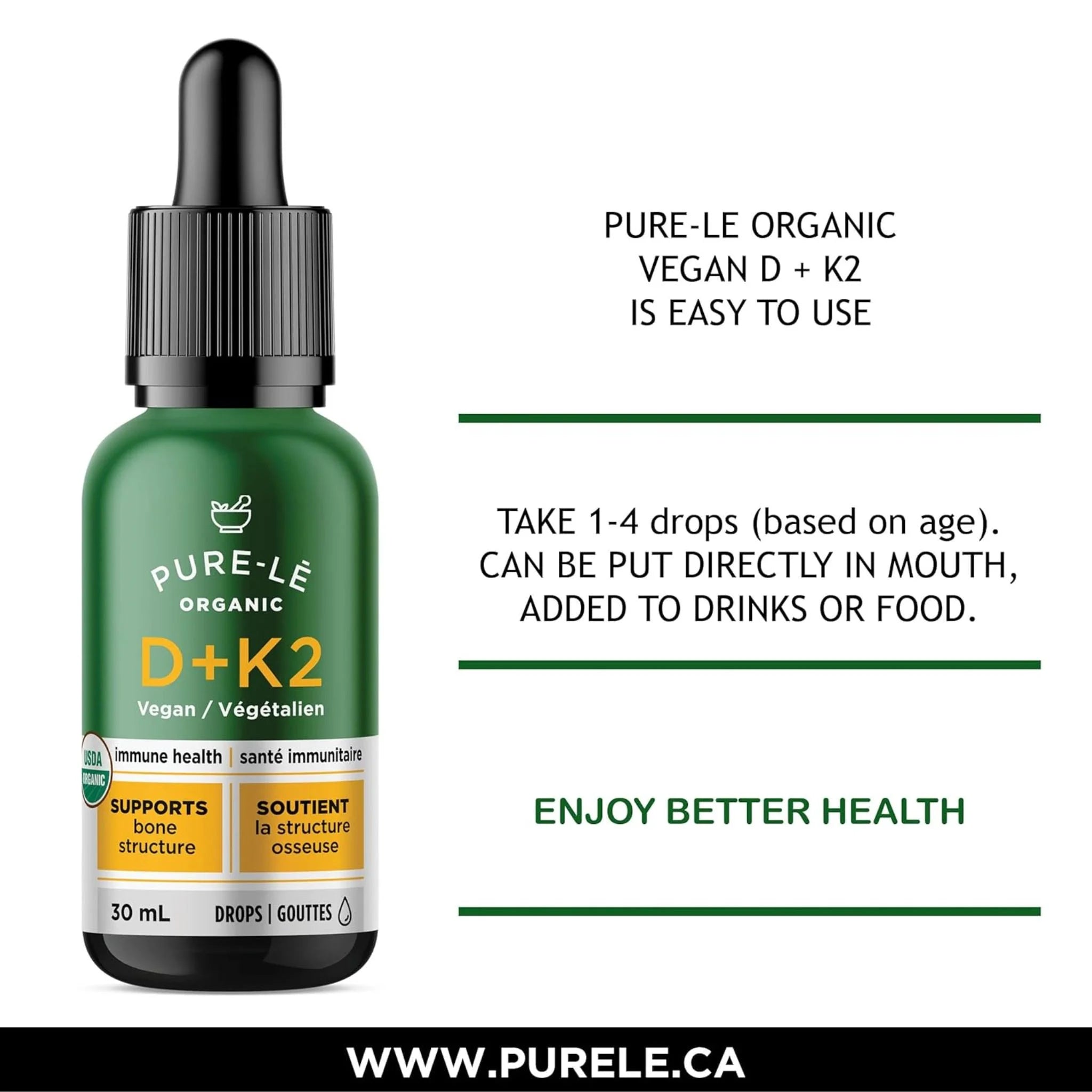 Pure-Le Organic Vitamin D + K2 Vegan 30ml