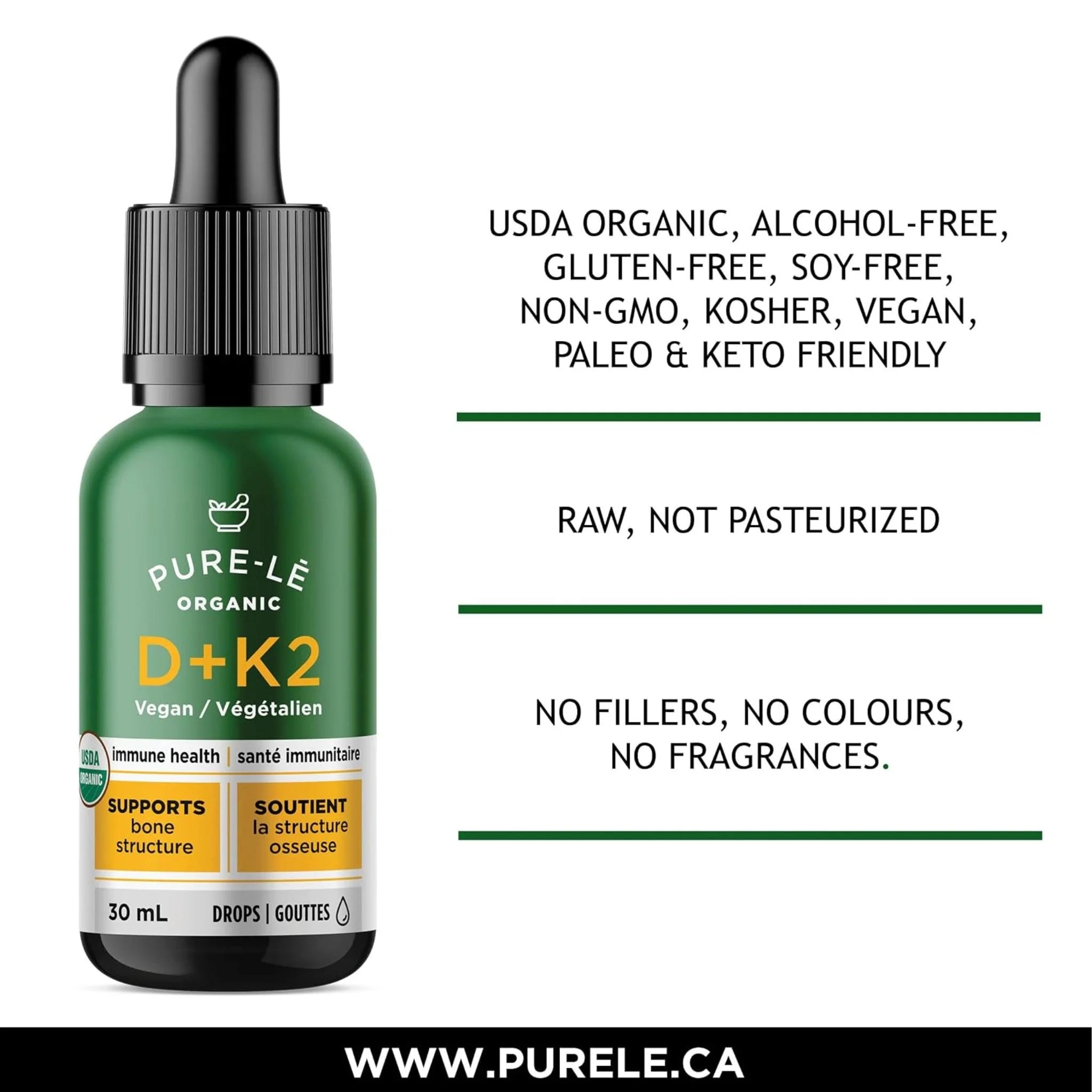 Pure-Le Organic Vitamin D + K2 Vegan 30ml