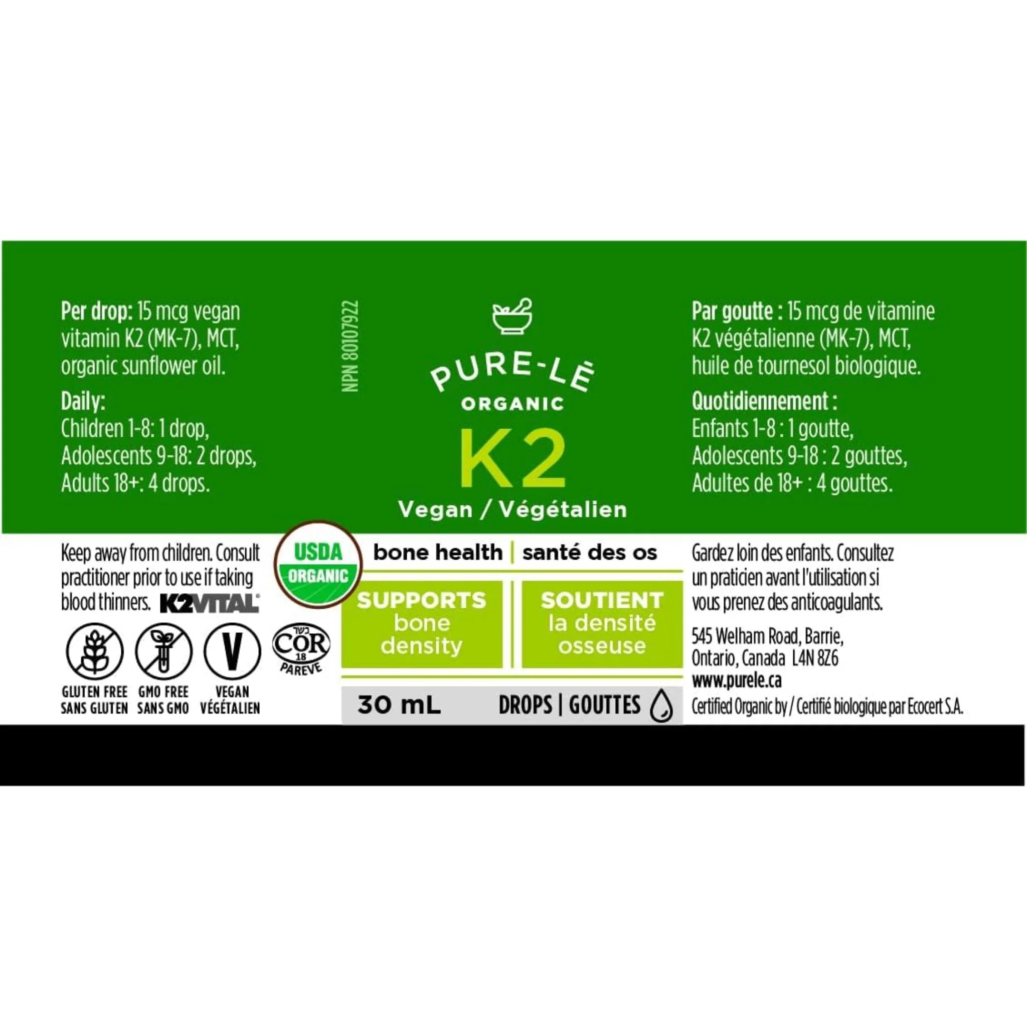Pure-Le Organic Vitamin K2 30ml