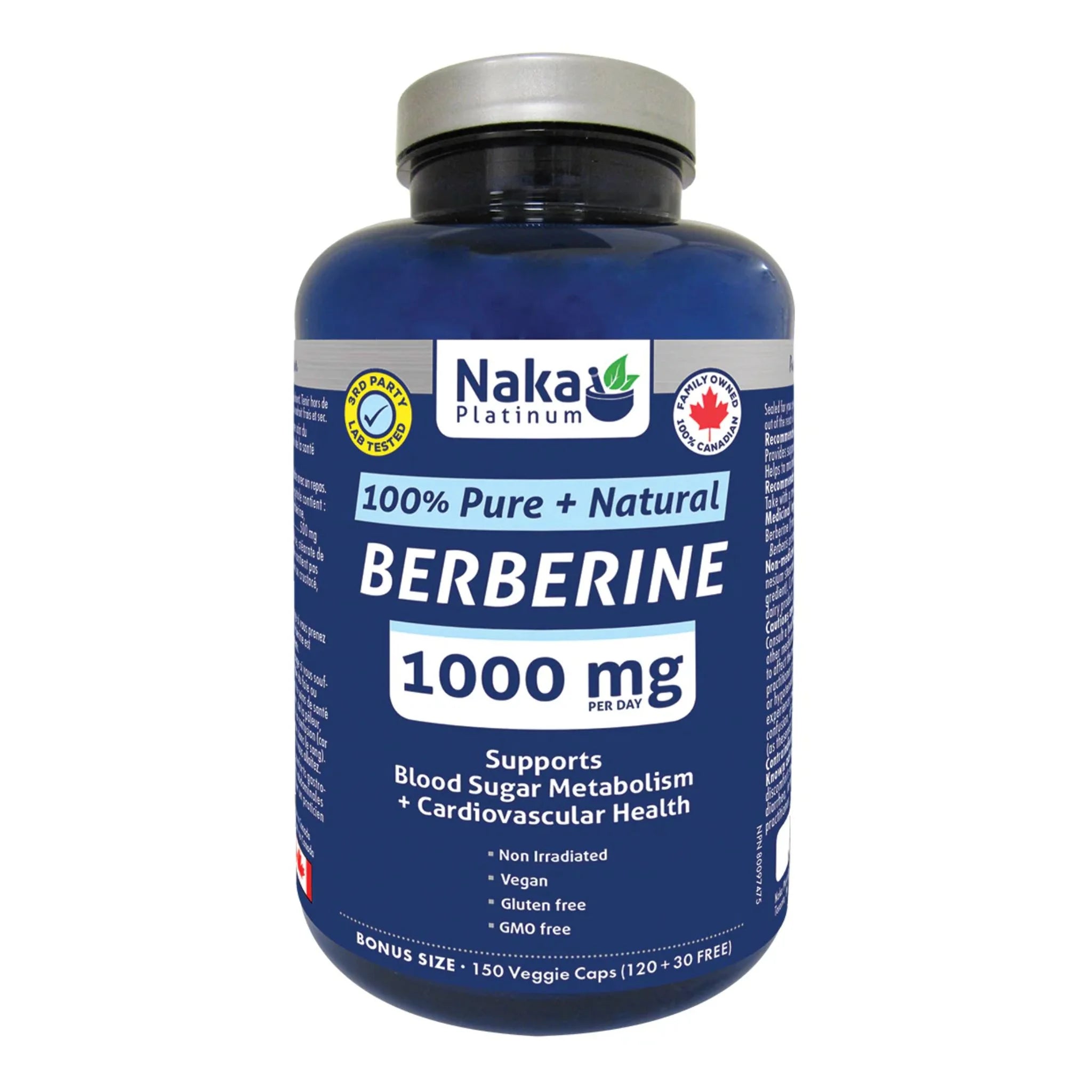 Naka Platinum Berberine 500mg 150 Veggie Capsules - Nature's Source Inc