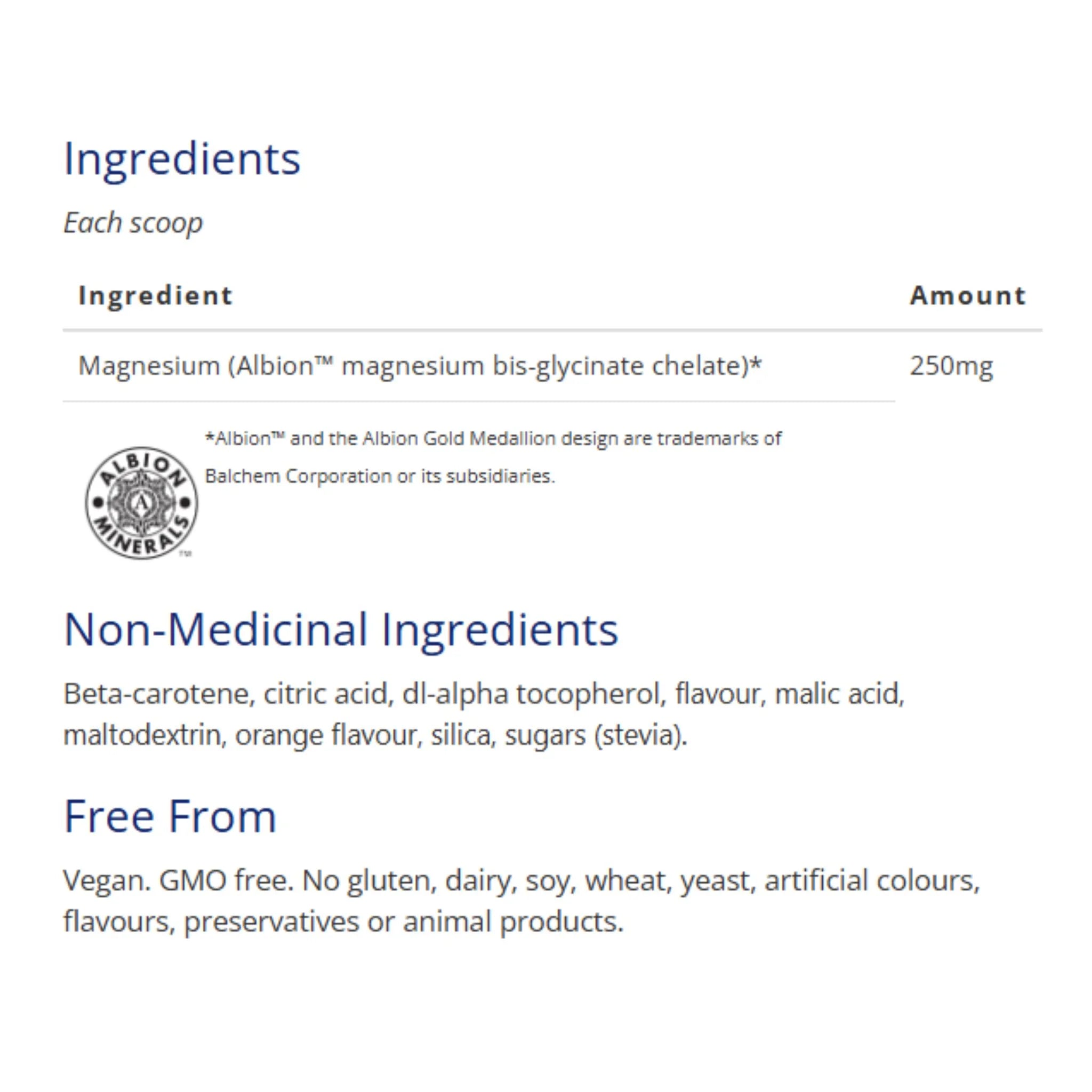 CanPrev Magnesium Bis-Glycinate 250 Refreshing Orange Zest 156g