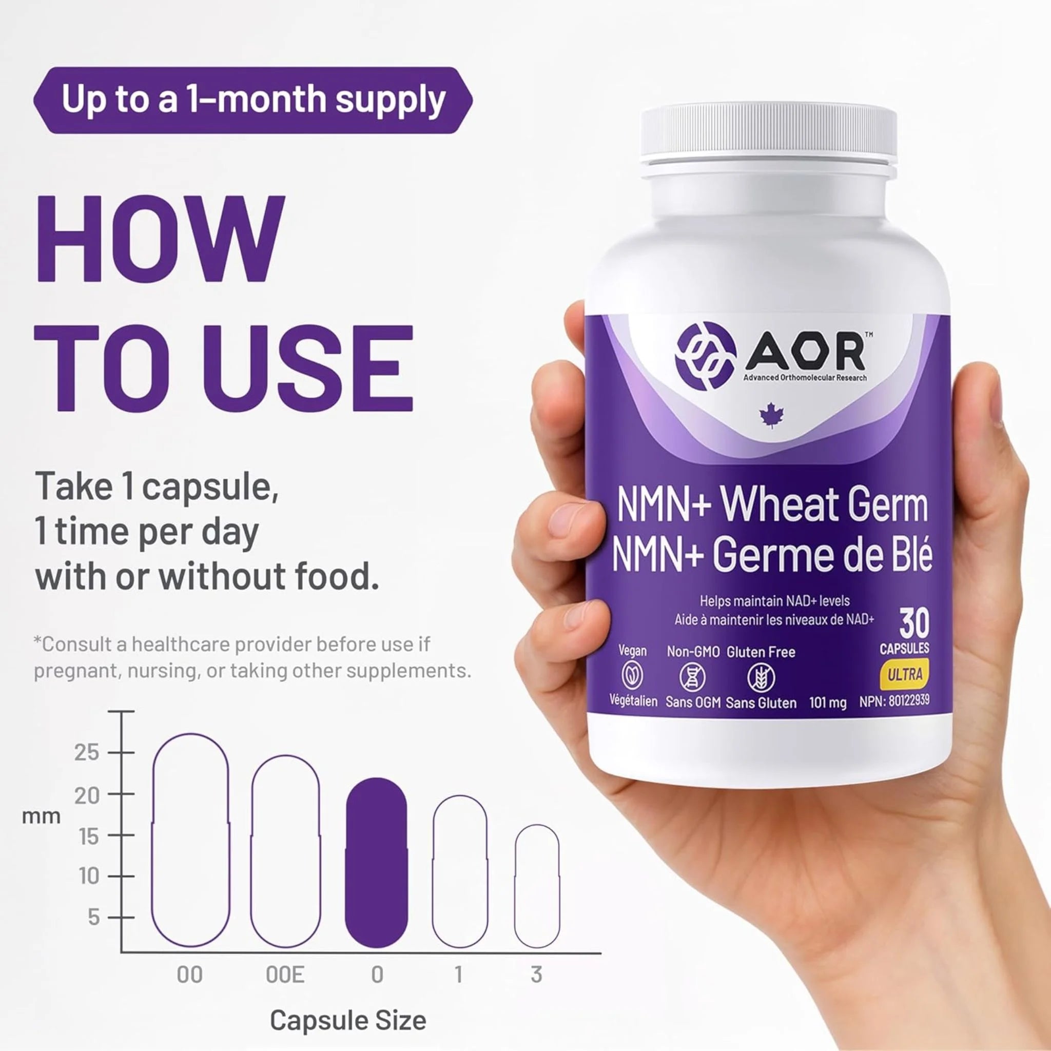 AOR NMN + Wheat Germ 30 Capsules