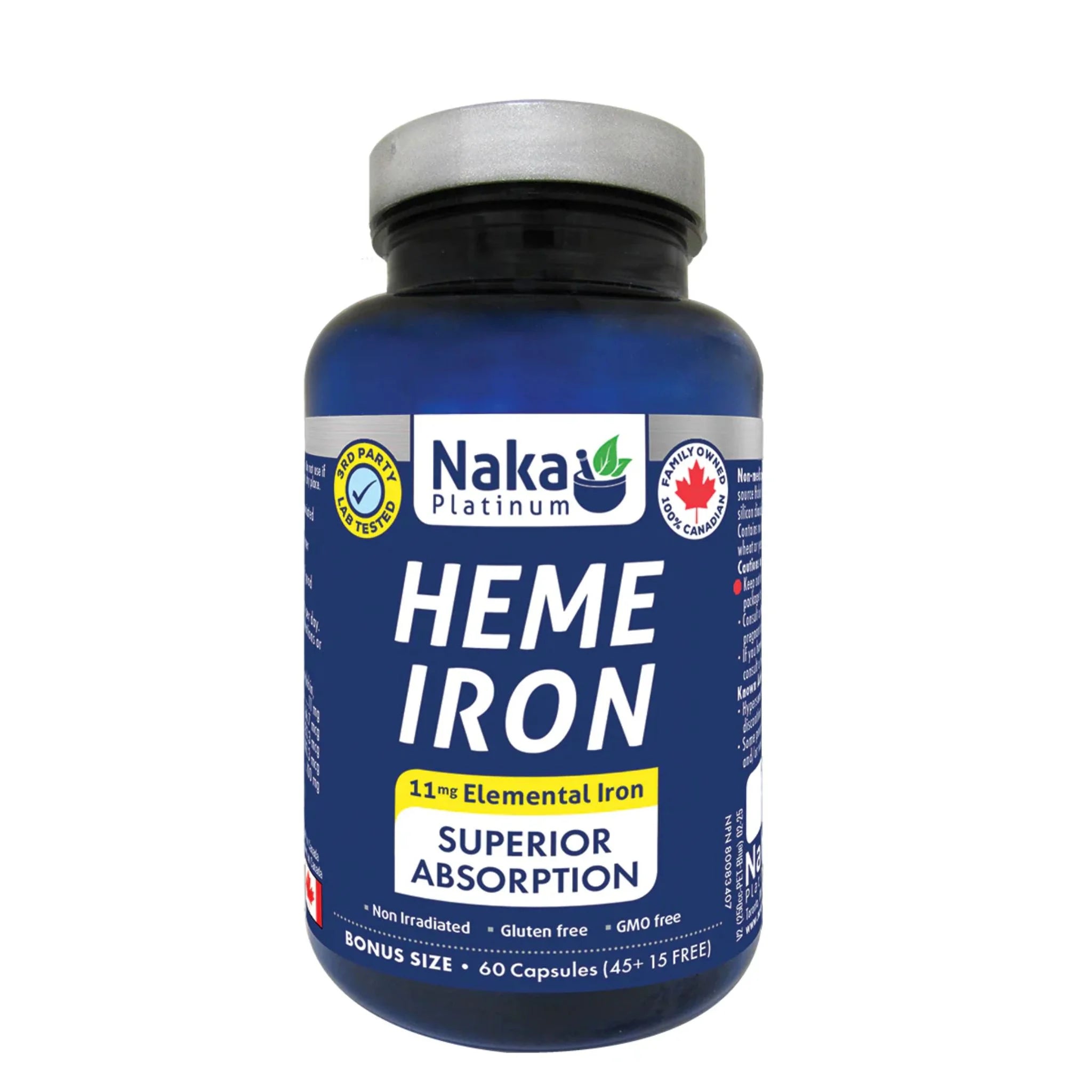 Naka Heme Iron 11mg 60c - Nature's Source Inc