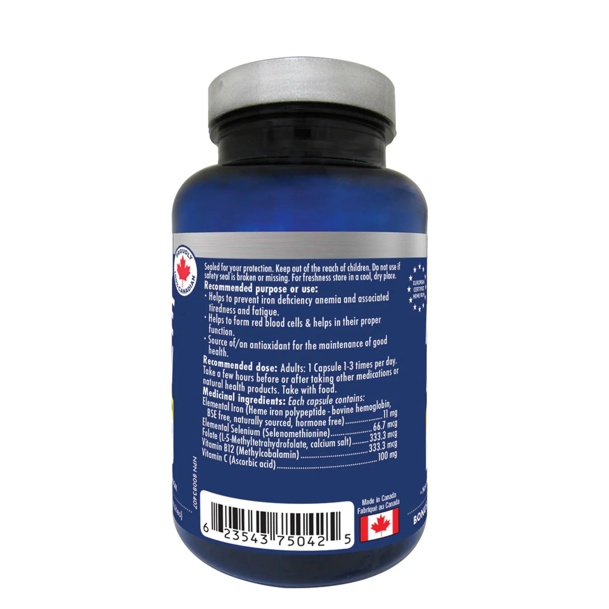 Naka Heme Iron 11mg 60c - Nature's Source Inc
