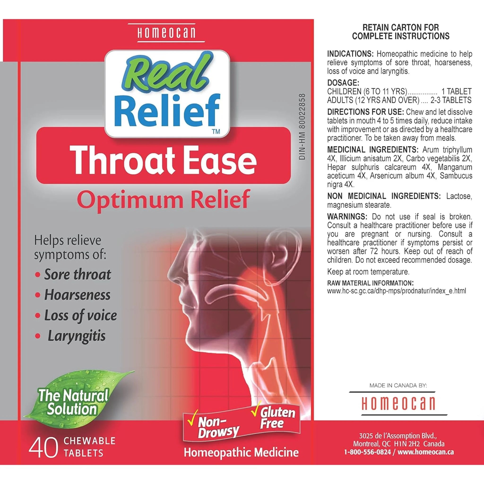 Homeocan Real Relief Throat Ease 40 Tablets