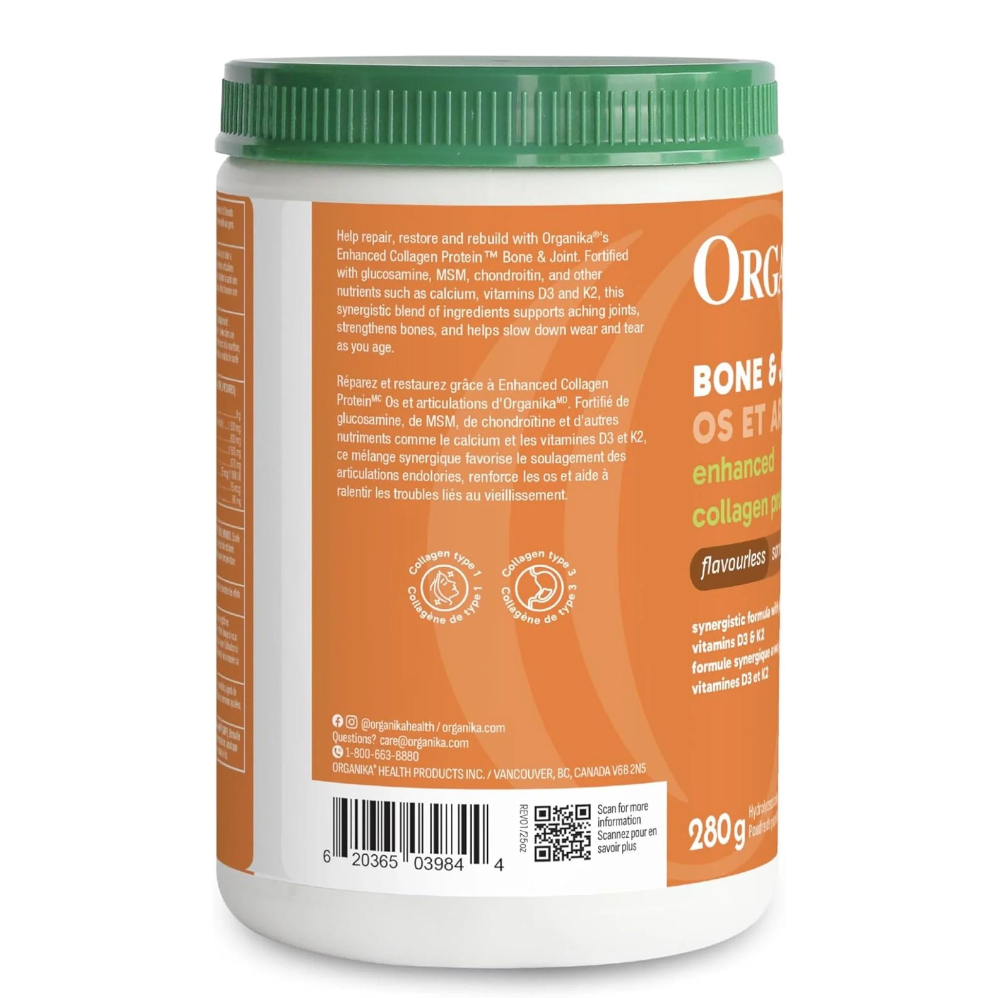 Organika Enhanced Collagen Bone and Joint 280g - Nature's Source Inc