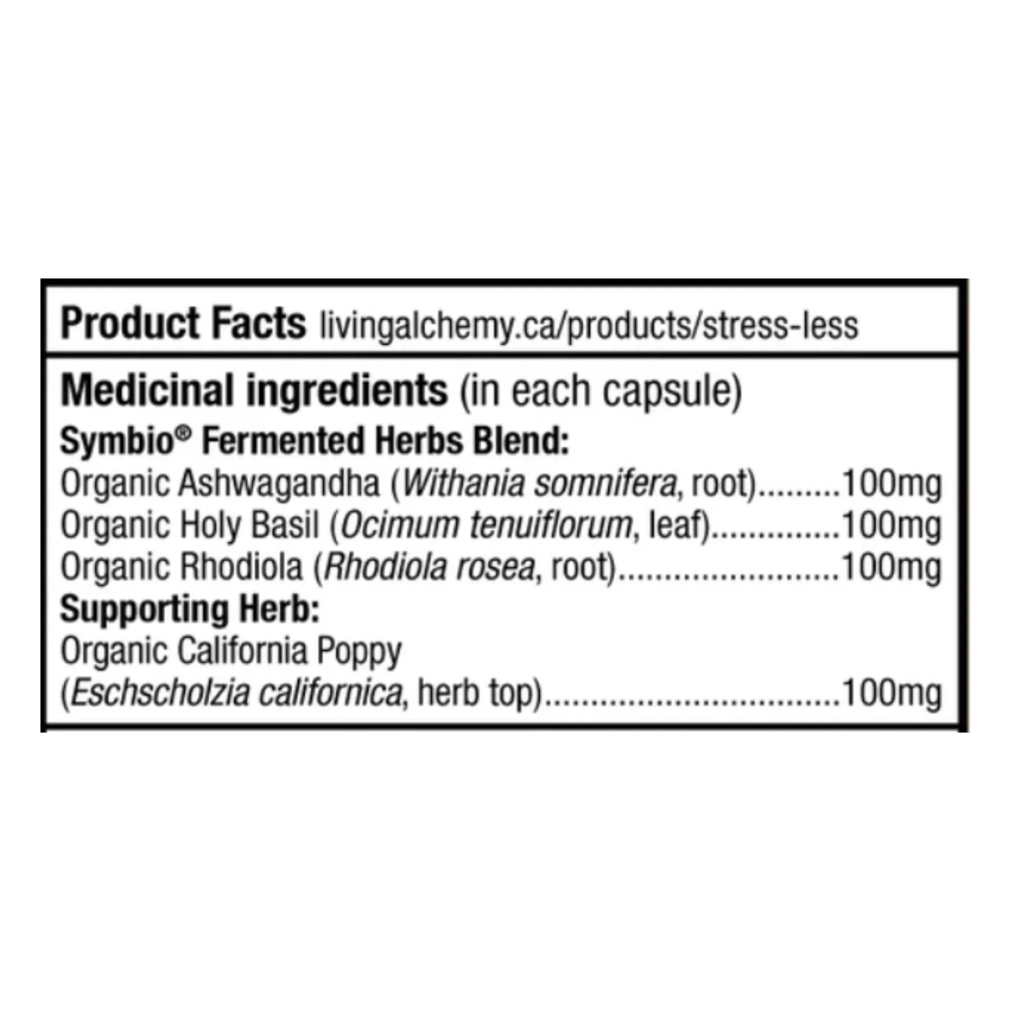 Living Alchemy Stress Less 60 Capsules - Nature's Source Inc