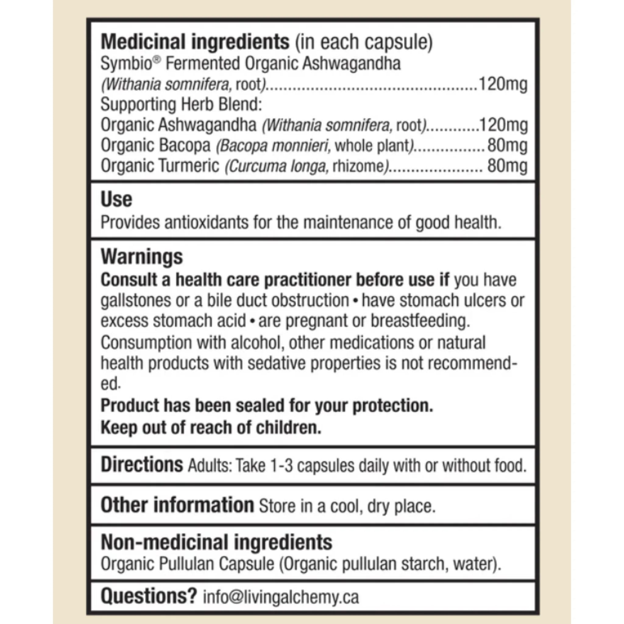 Living Alchemy Ashwagandha Alive 120 Vegan Capsules