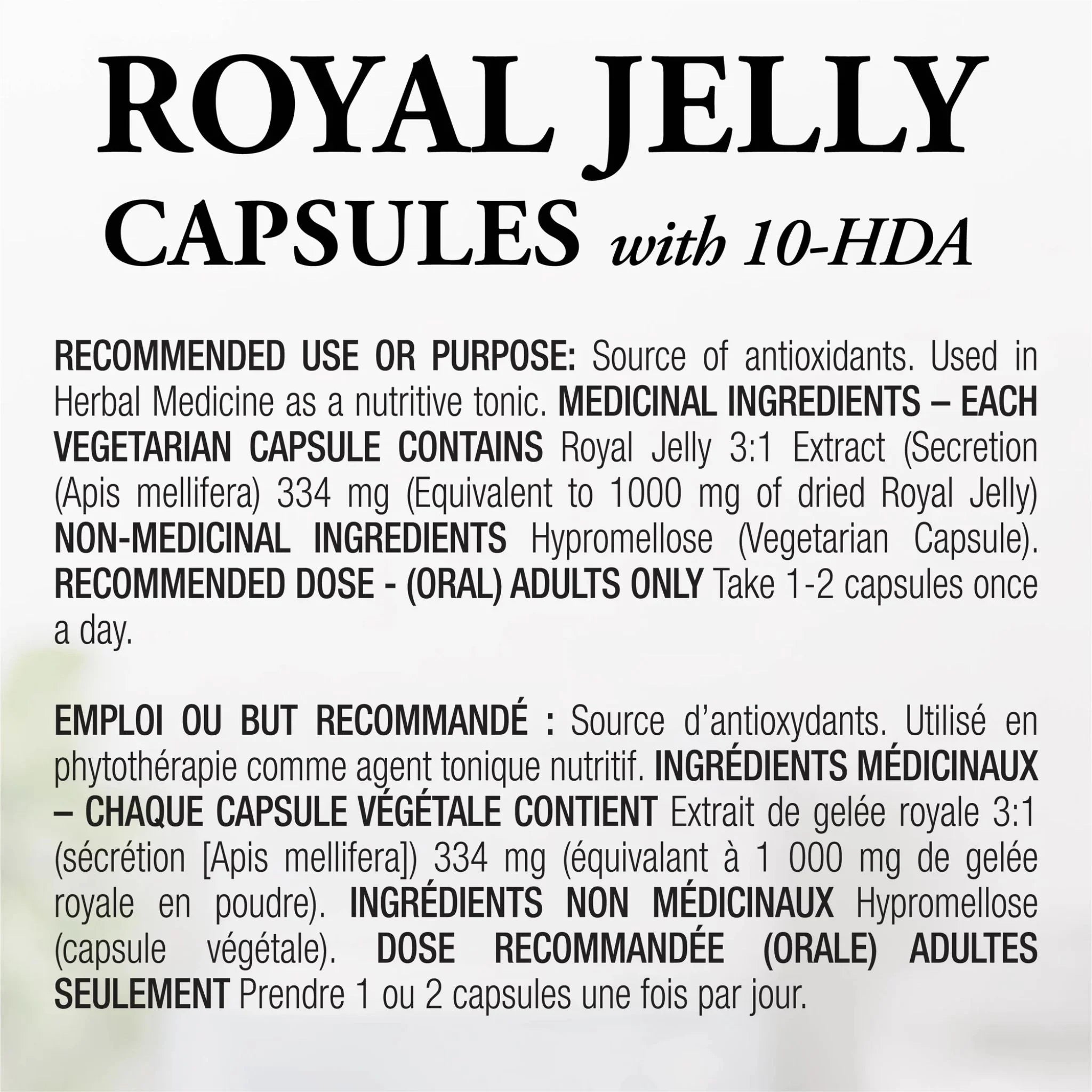 Dutchman's Gold Royal Jelly 90 Vegan Capsules - Nature's Source Inc