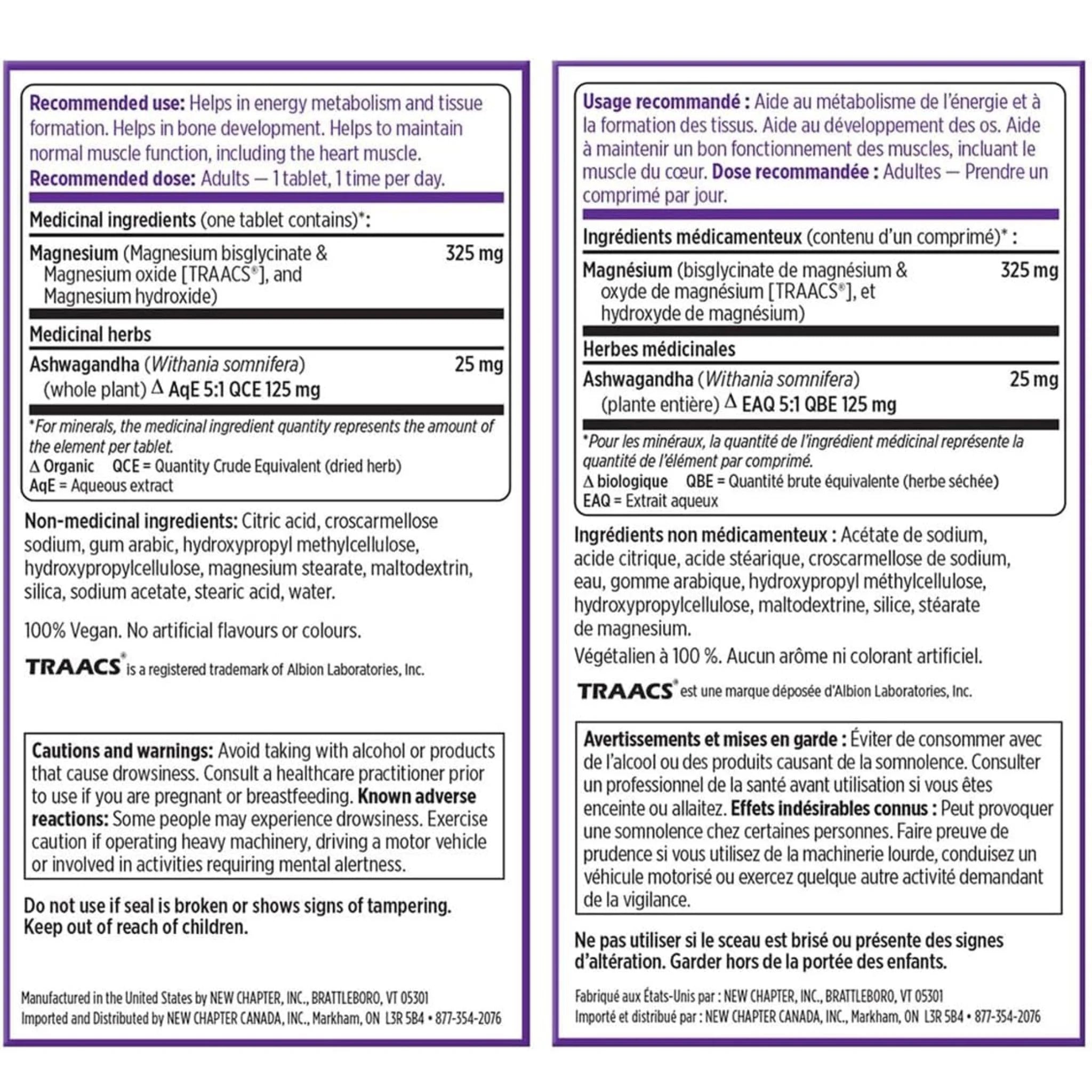 New Chapter Magnesium + Ashwagandha 30 Tablets