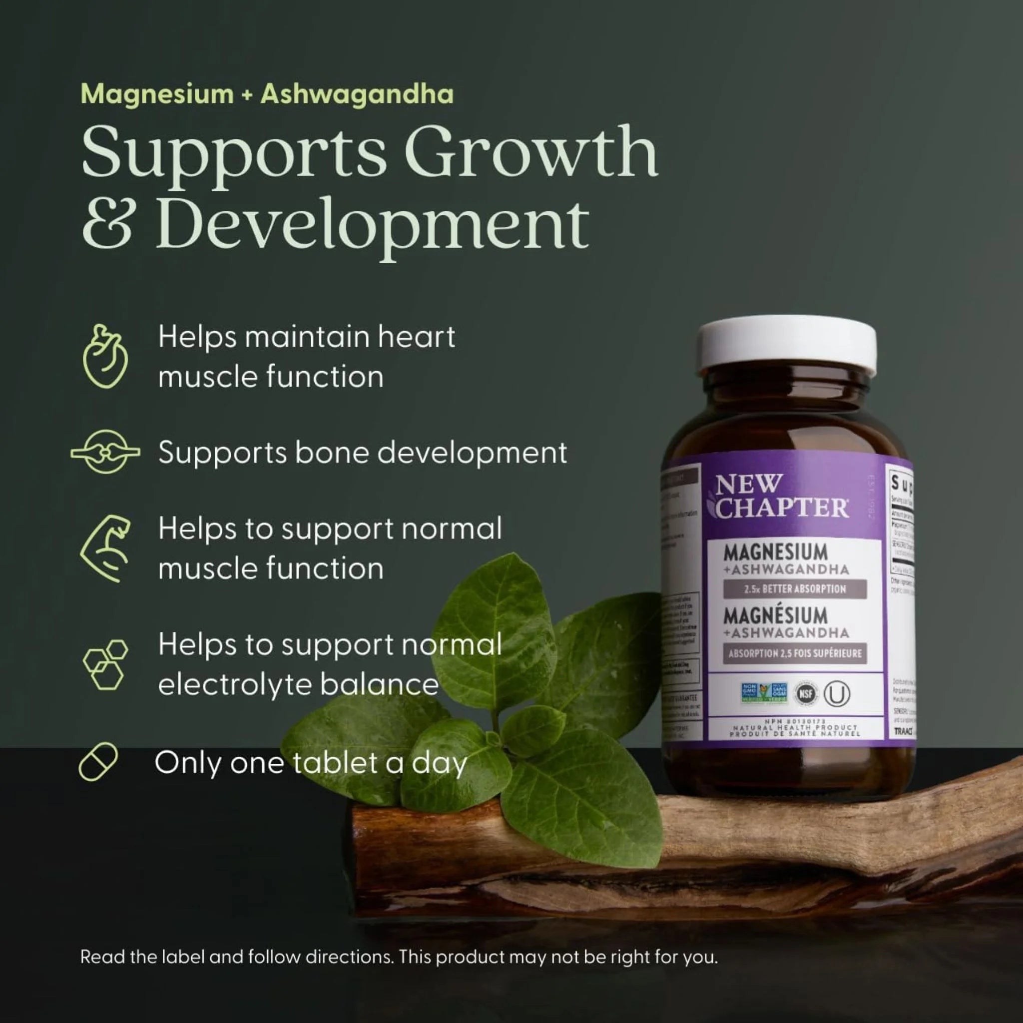 New Chapter Magnesium + Ashwagandha 30 Tablets