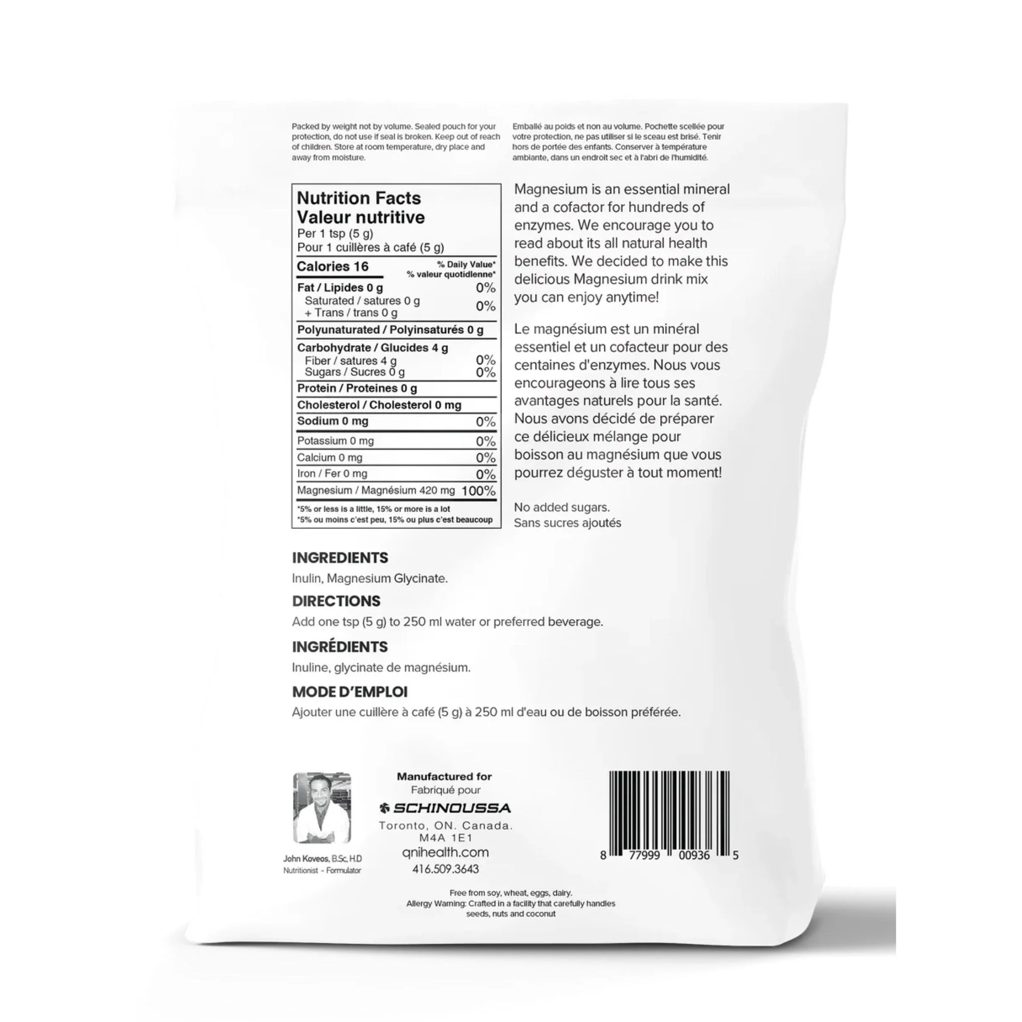 Schinoussa Magnesium Glycinate Unflavoured 150g