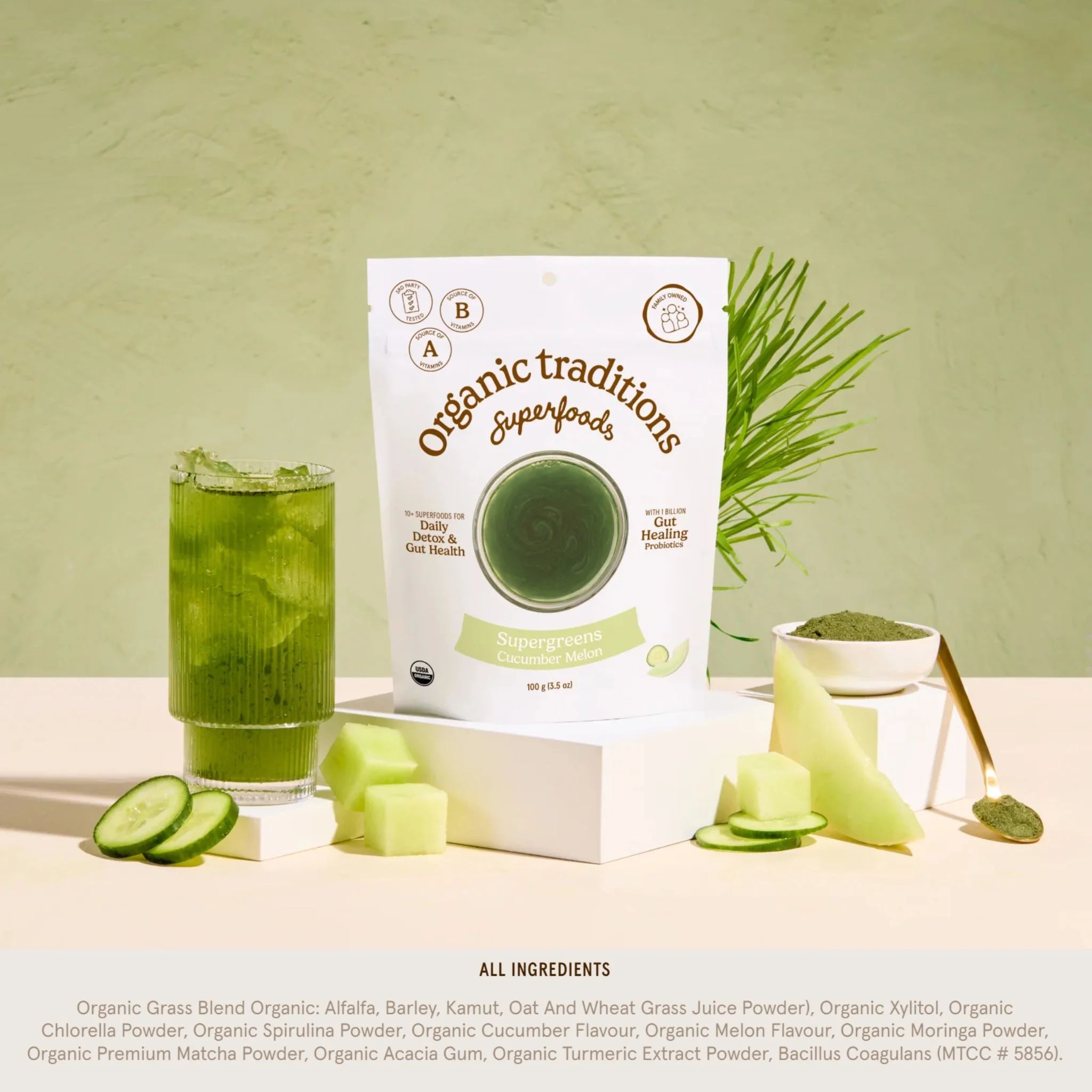 Organic Traditions Supergreens Cucumber Melon 100g