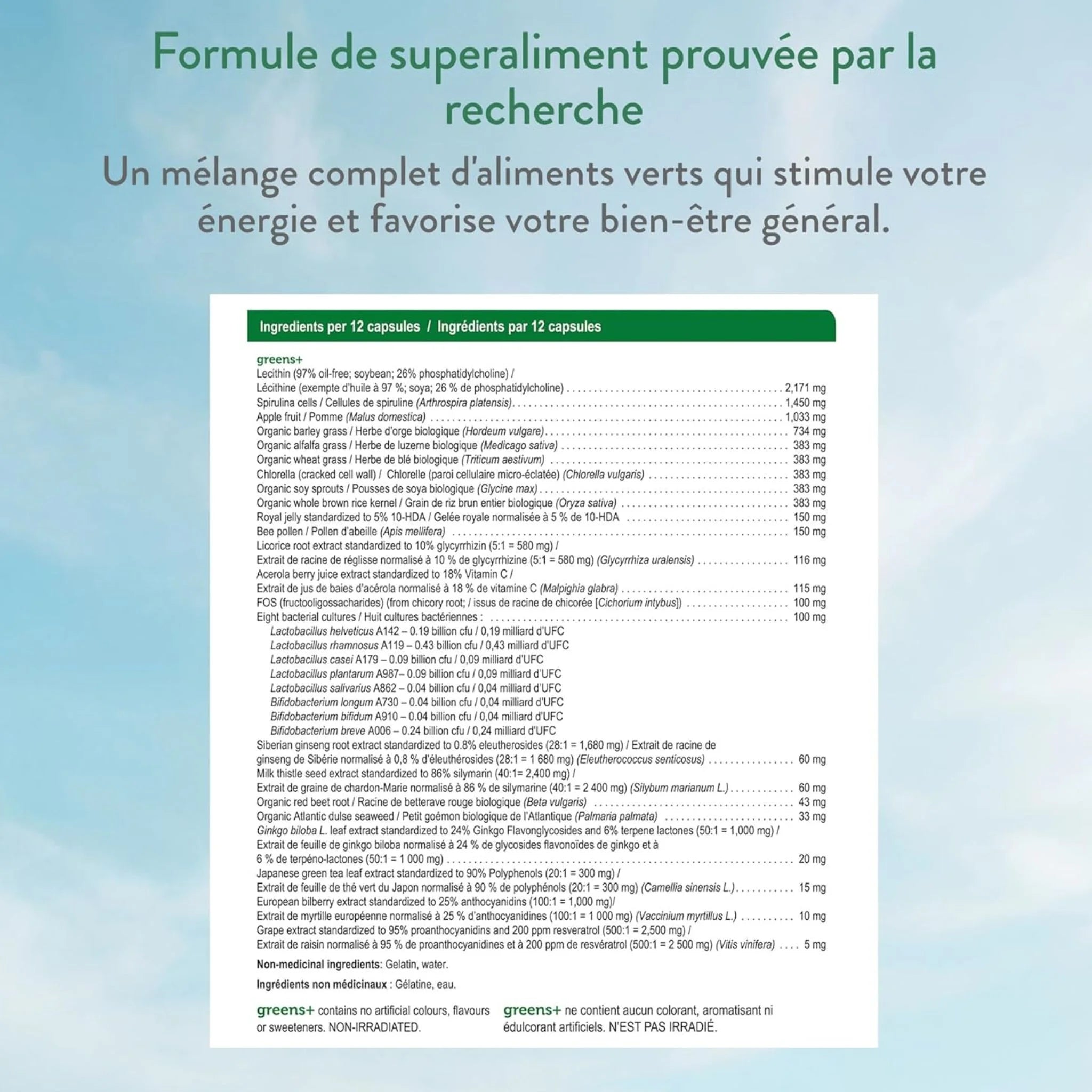 Genuine Health Greens Original + 240 Capsules - Nature's Source Inc