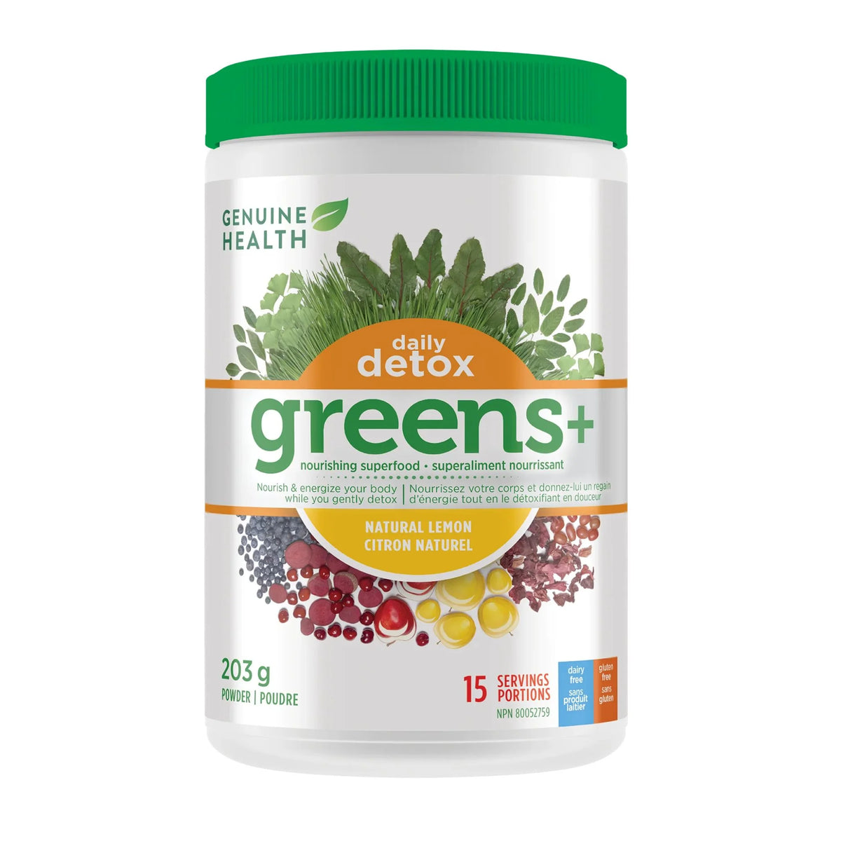 Genuine Health Greens + Detox Lemon 203g