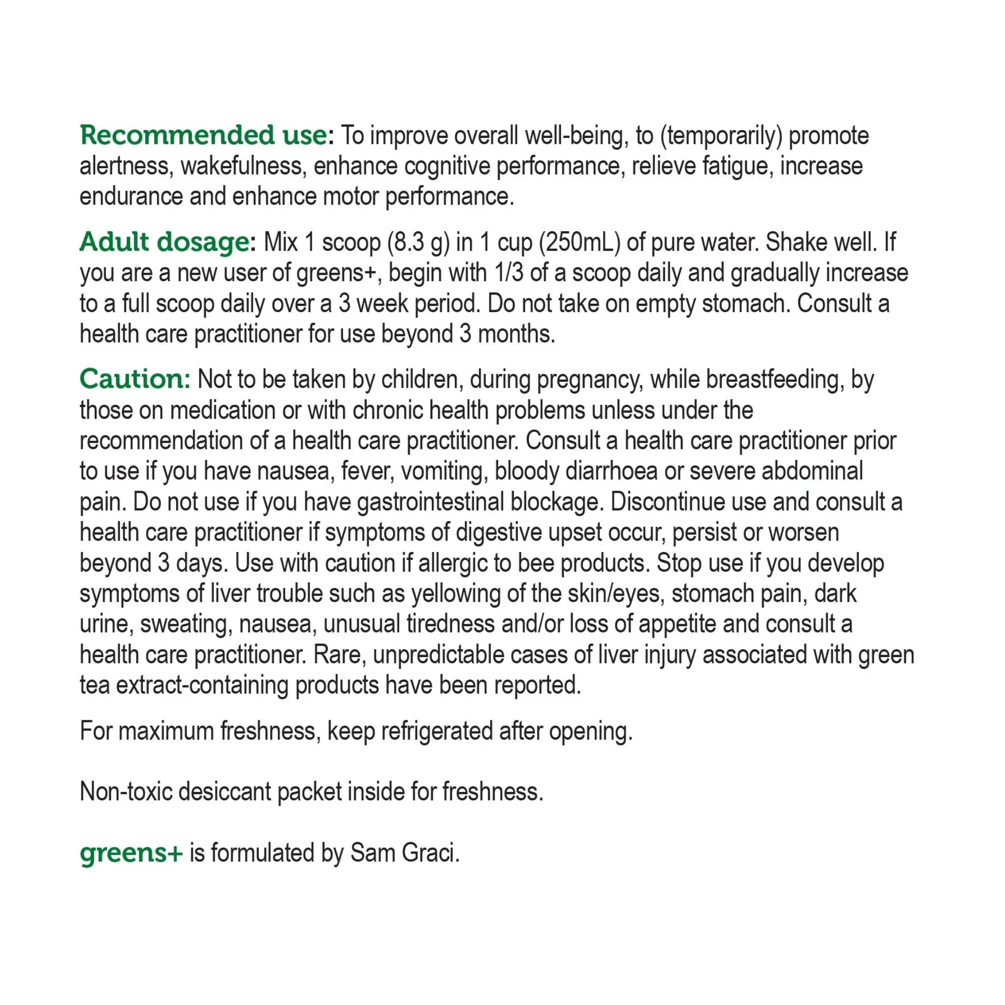 Genuine Health Greens + Unsweetened 415g - Nature's Source Inc