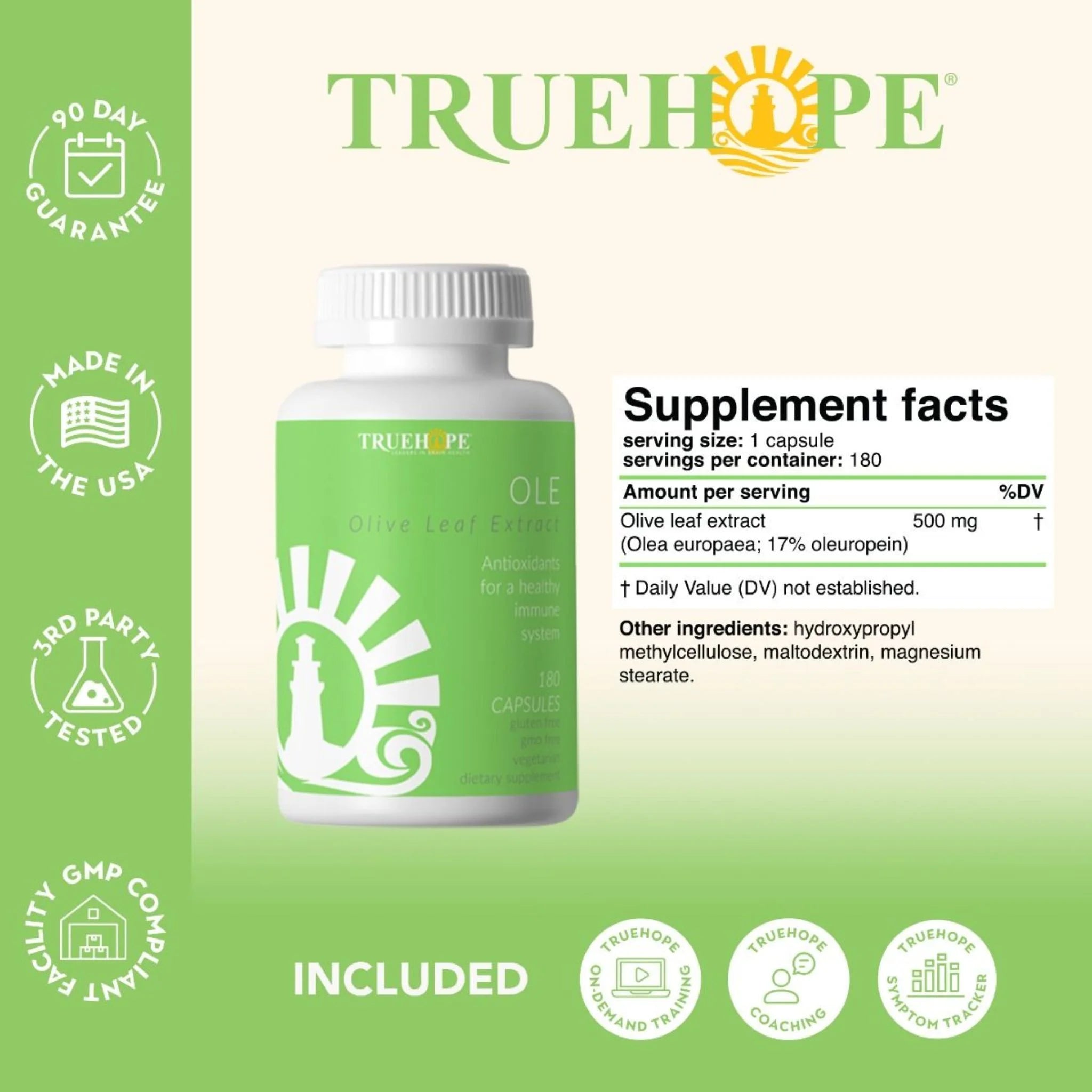 Truehope Olive Leaf Extract 180 Capsules