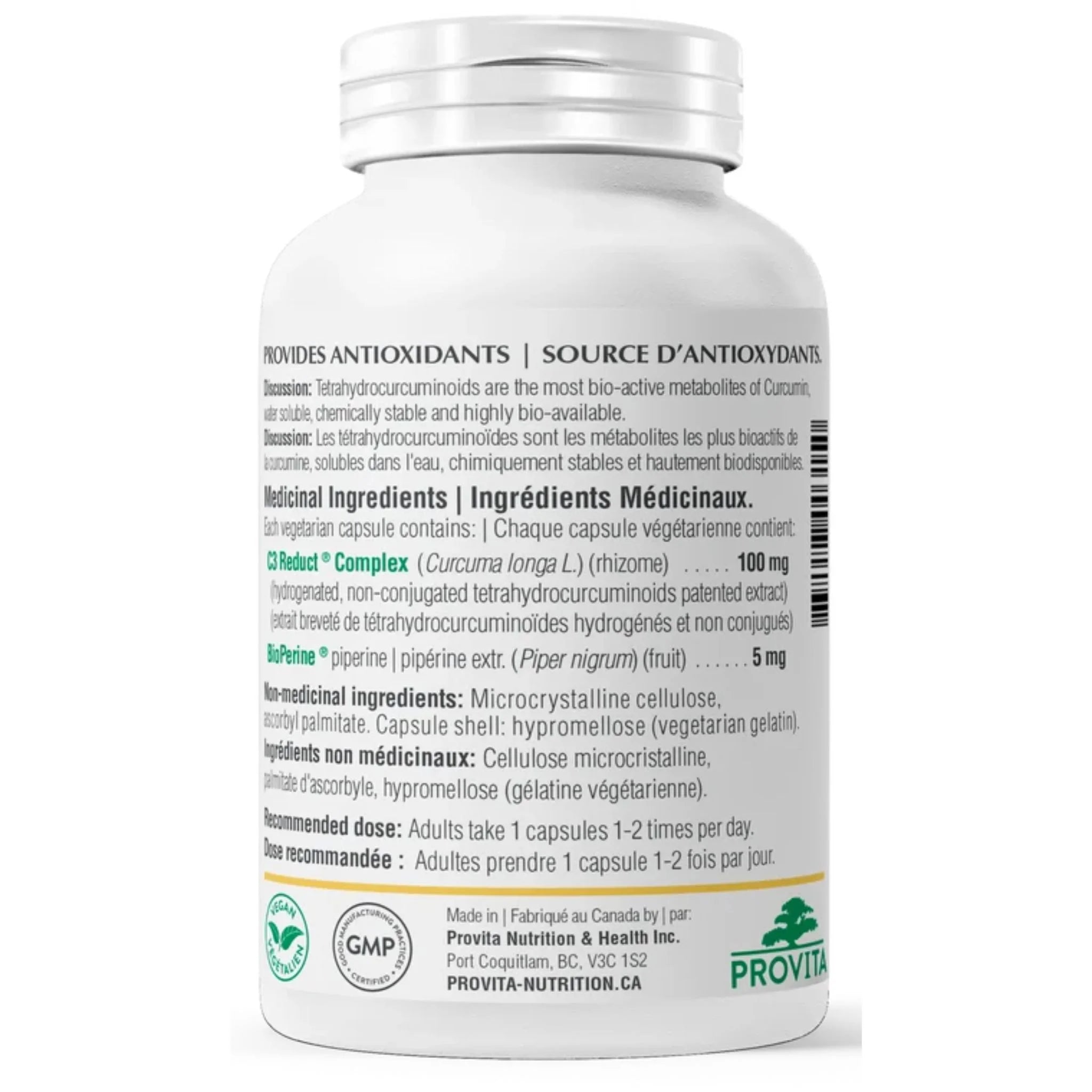 Provita Tetra Curcumin C3, 60 Vegan Capsules